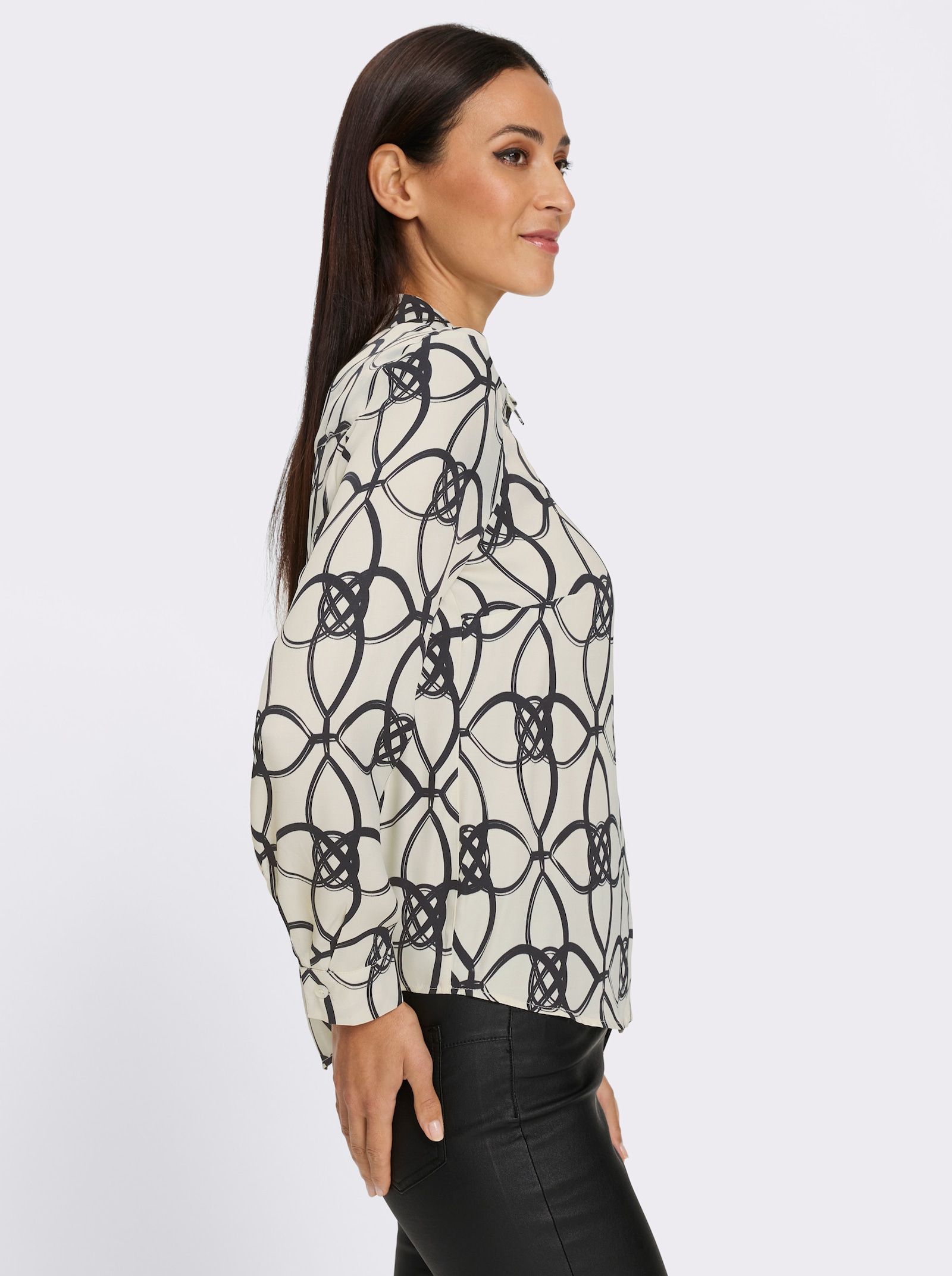 heine Hemdbluse mit Allover-Print - champagner-schwarz-bedruckt