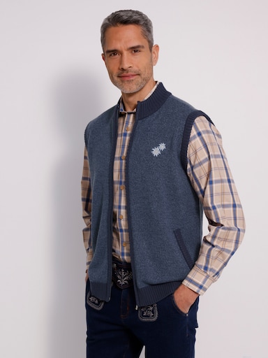 Strickweste in Melange-Optik - marine-rauchblau-meliert