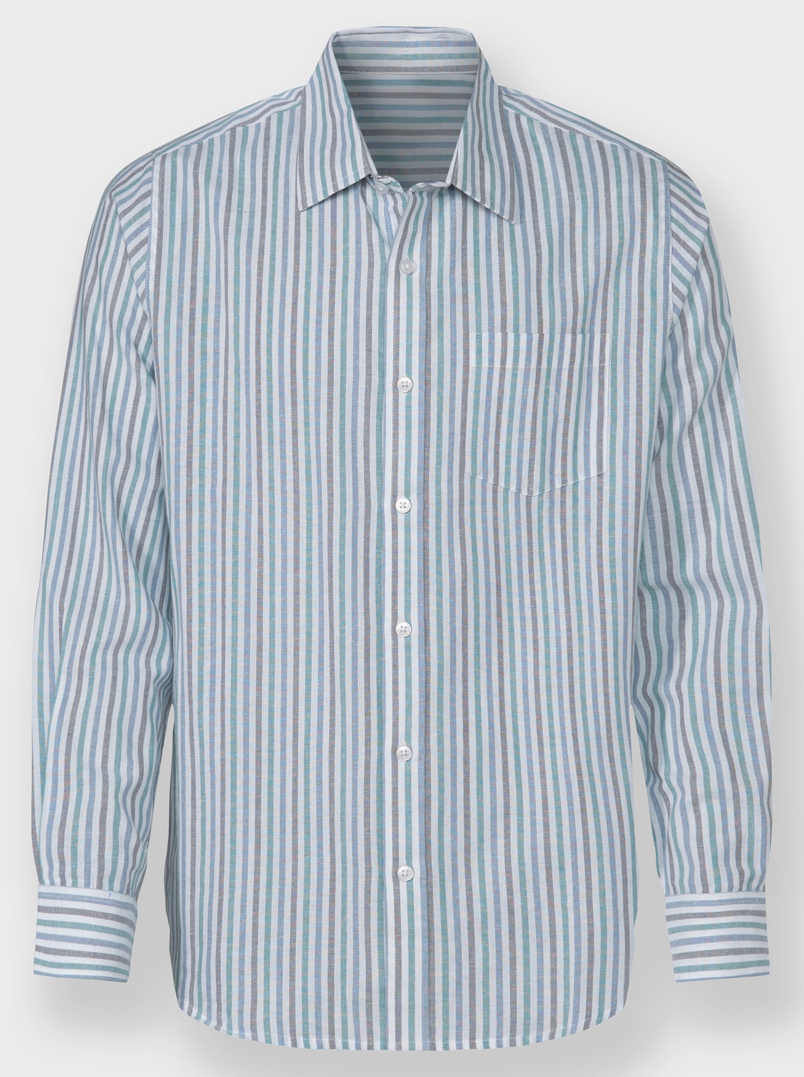 Catamaran Overhemd met lange mouwen en streeppatroon, in het garen geverfd - wit gestreept