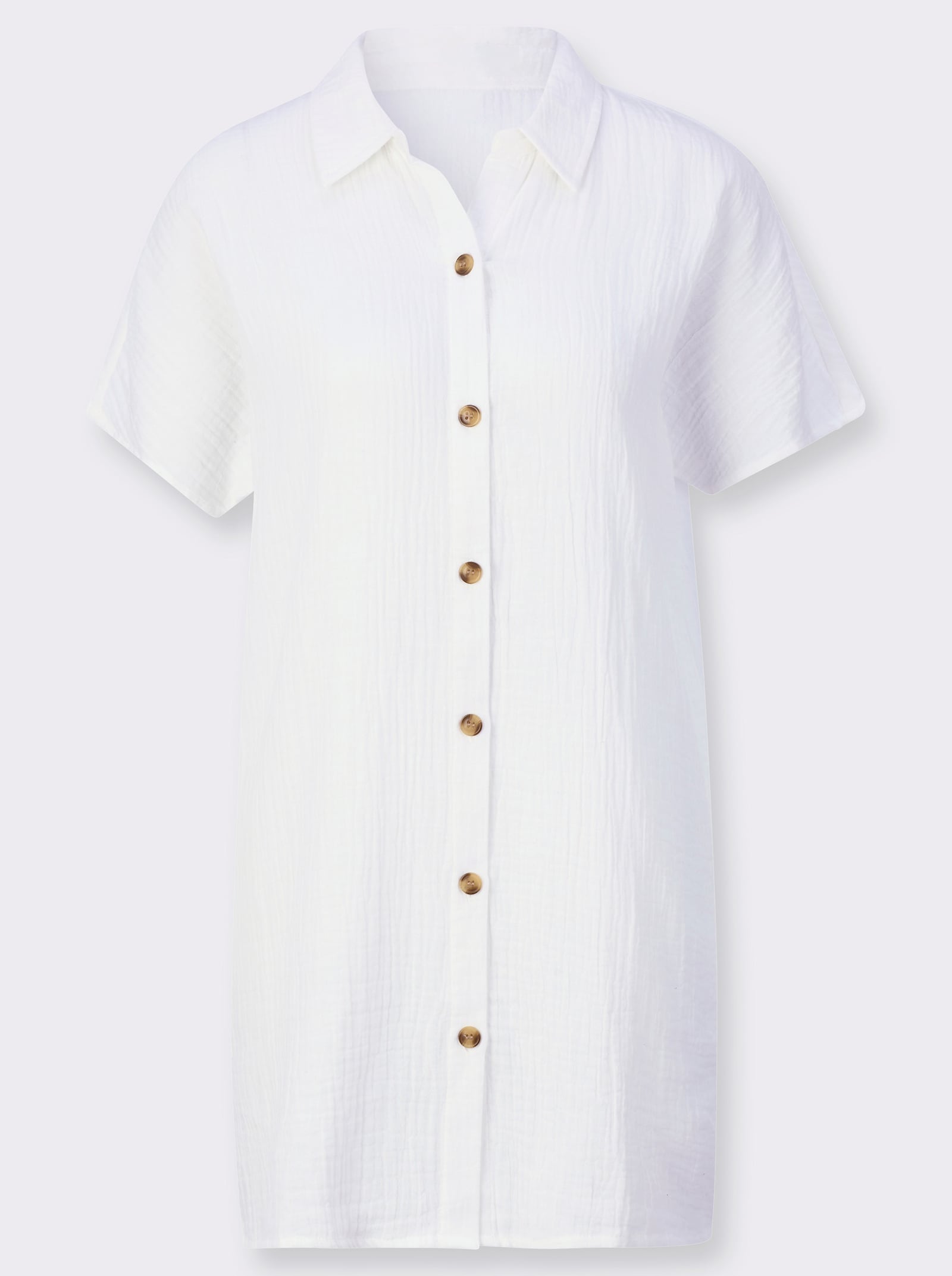 Longbluse mit Knopfleiste - weiß