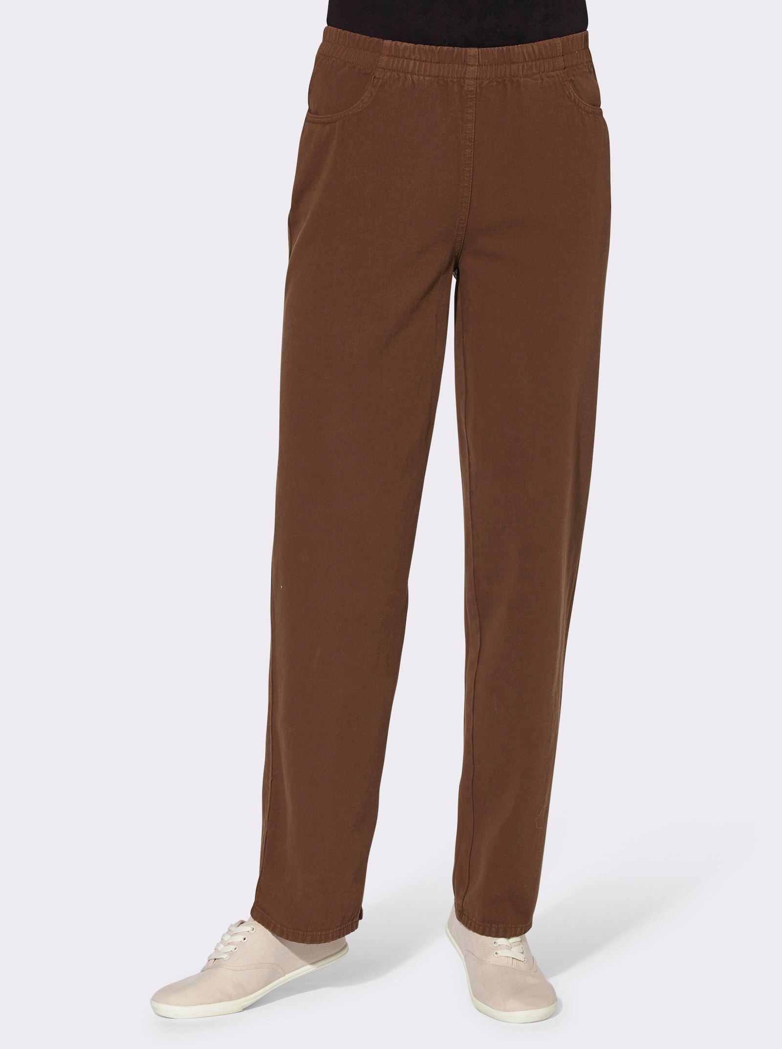 Comfortbroek van katoen - donkerbruin