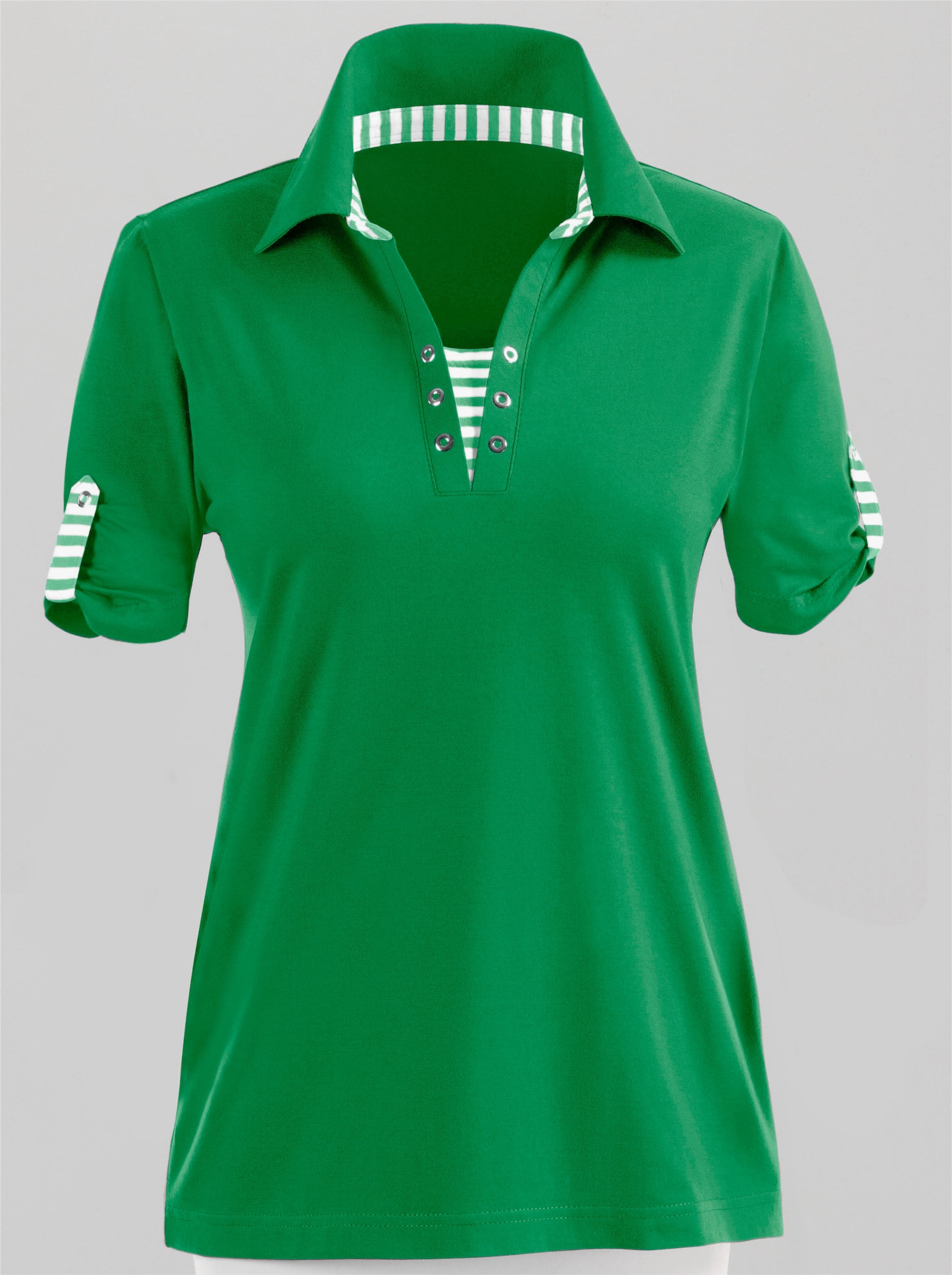 Kurzarmshirt figurnahe Form - smaragdgrün