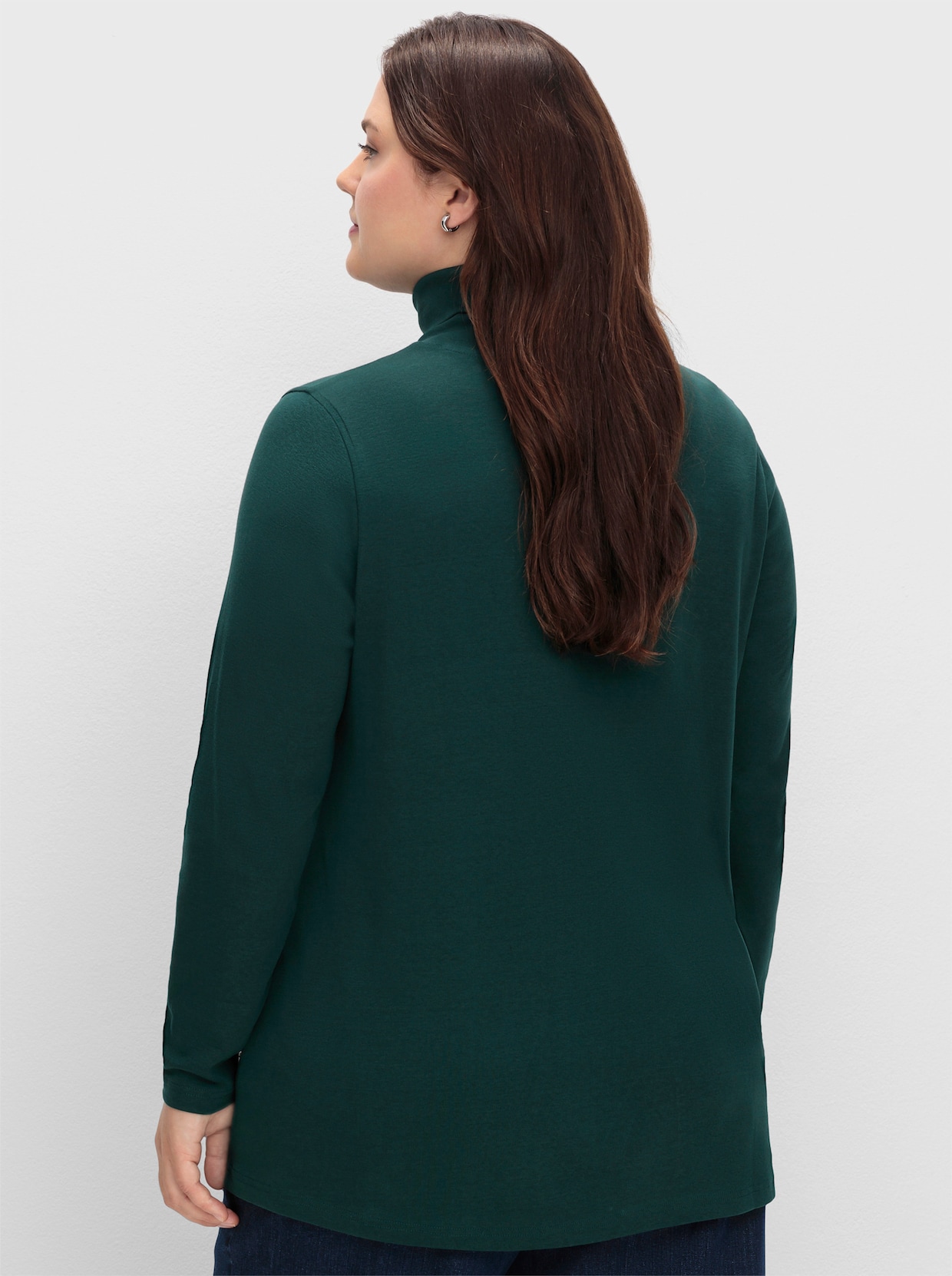 sheego Shirt met rolkraag - diepgroen