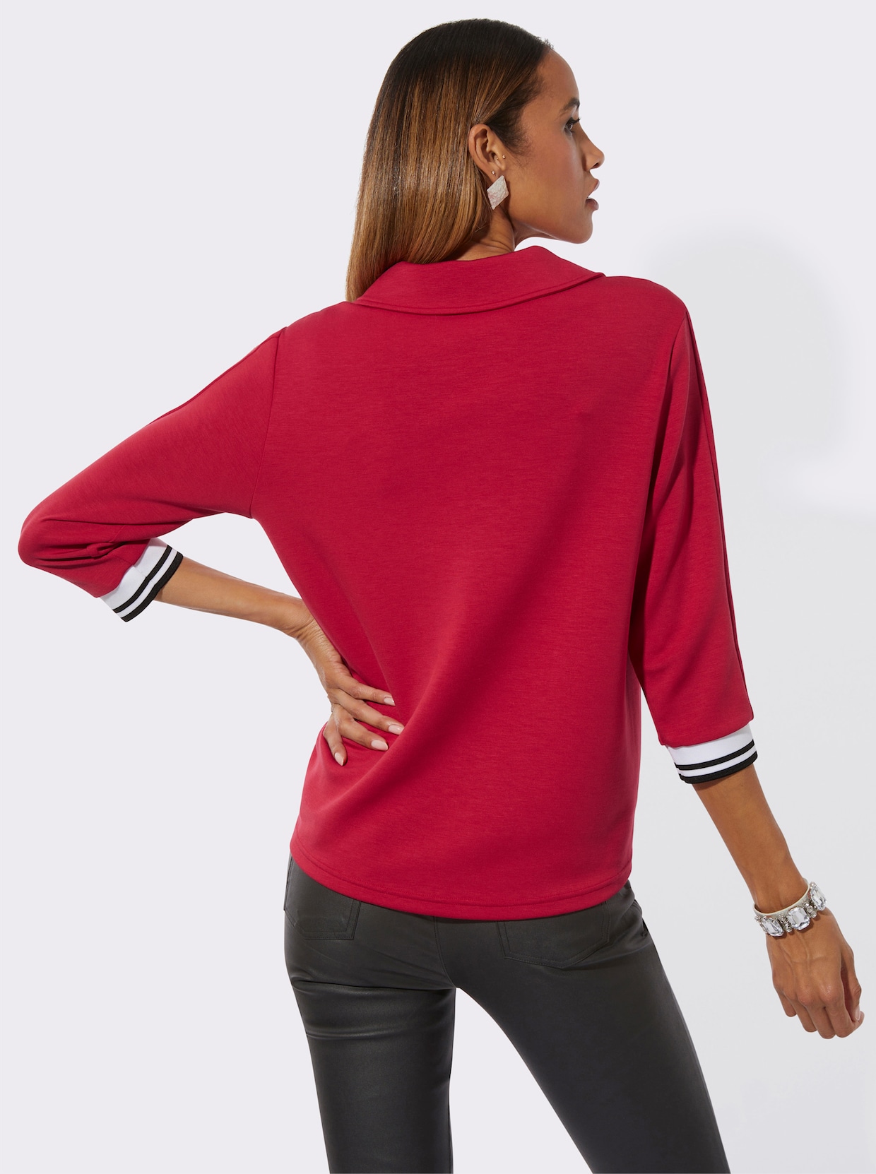 Langarm-Poloshirt - rot