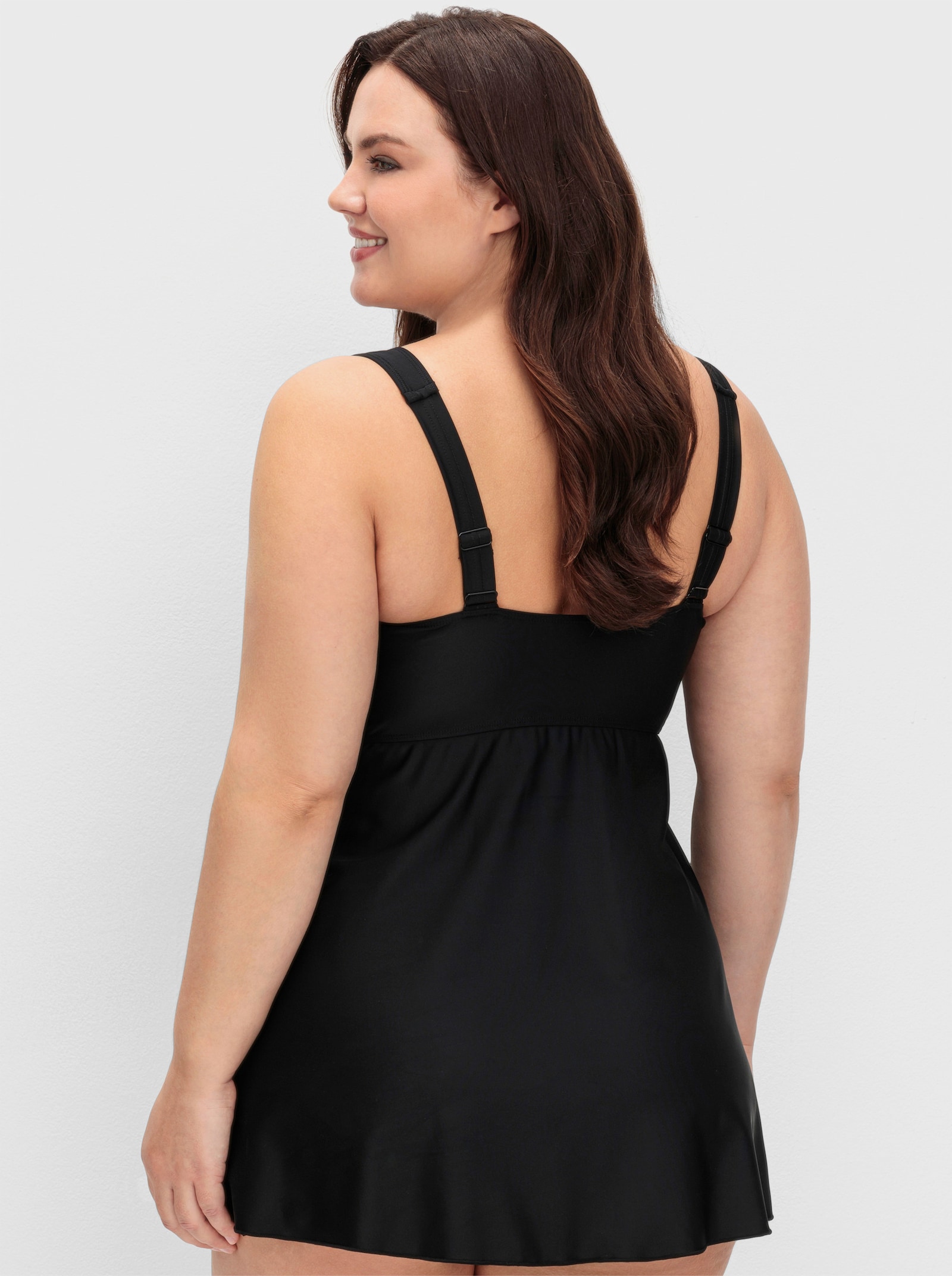 sheego Tankini-Oberteil in Longform - schwarz