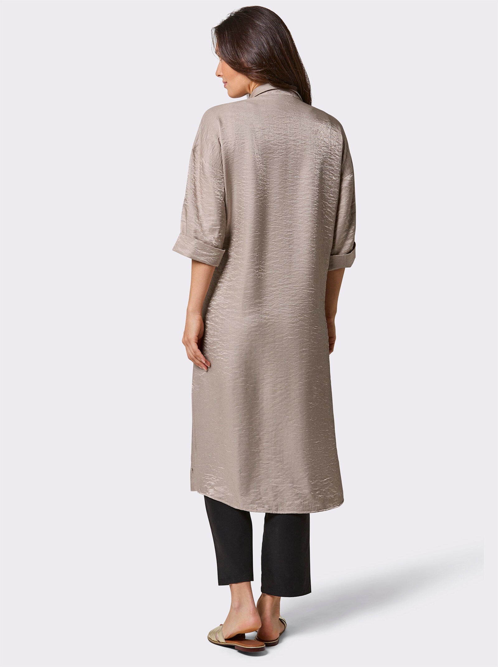 CREATION L PREMIUM Longbluse mit hohen Seitenschlitzen - sesam