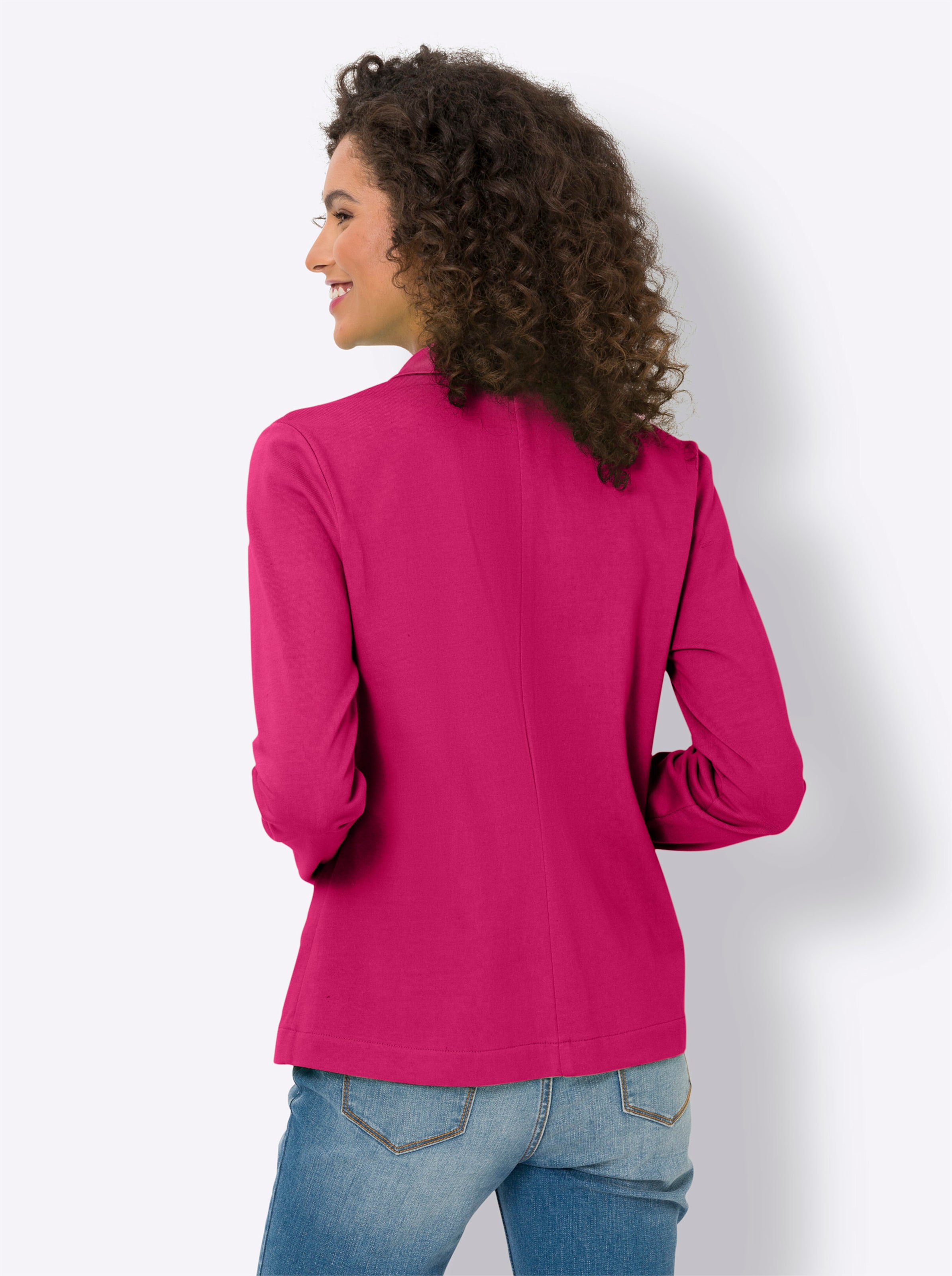 Pink günstig Kaufen-Jersey-Blazer in pink von heine. Jersey-Blazer in pink von heine <![CDATA[Jersey-Blazer Modisch figurbetont und im trendstarken Casual-Look. Mit Langarm und Knopfleiste. Weiche, trageangenehme Qualität.]]>. 