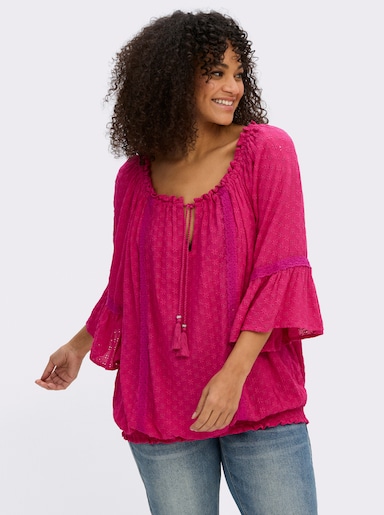 sheego by Joe Browns Tunika aus Lochstickerei - pink