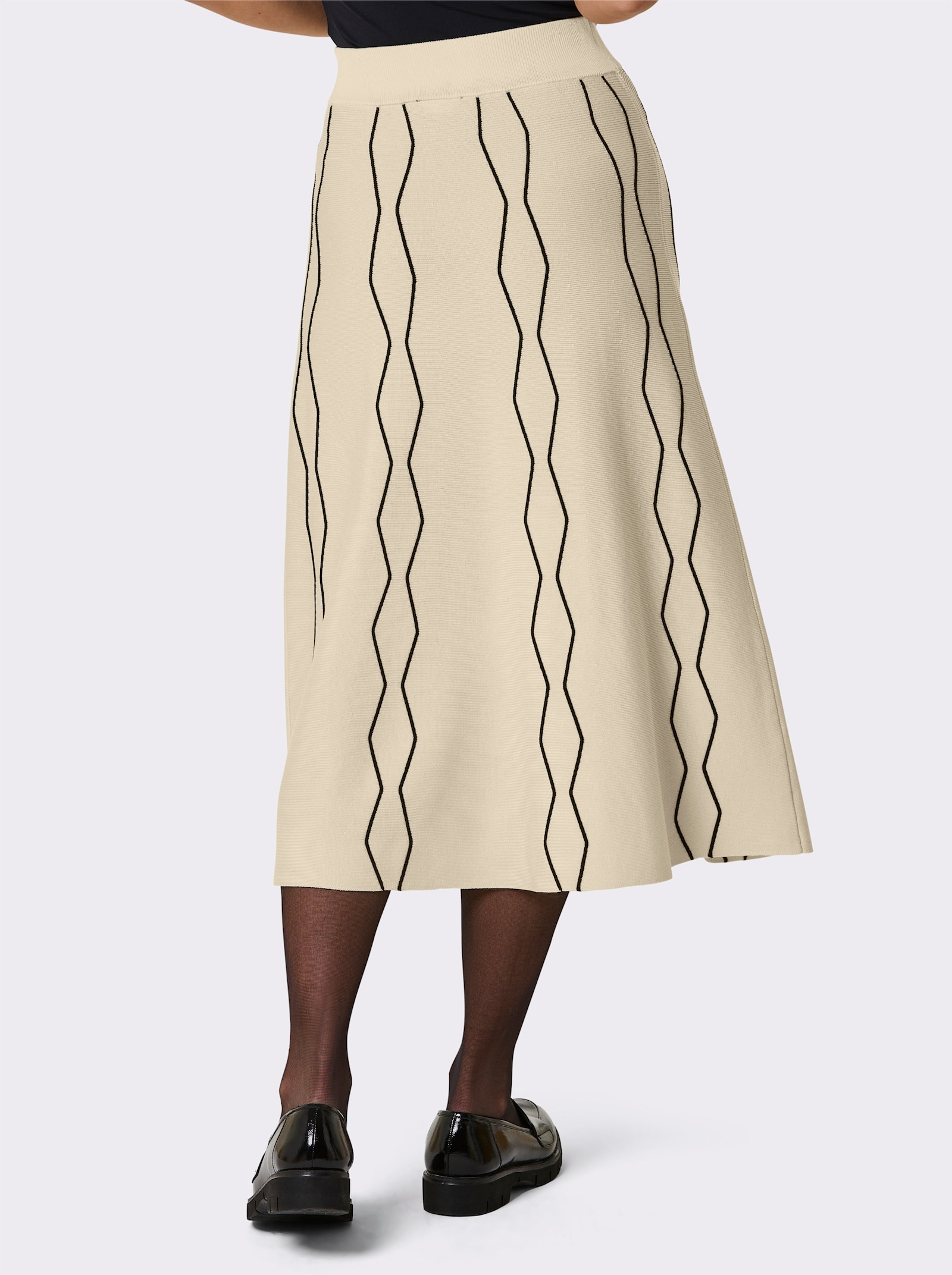 CREATION L PREMIUM Strickrock mit 70% Lyocell - champagner-schwarz