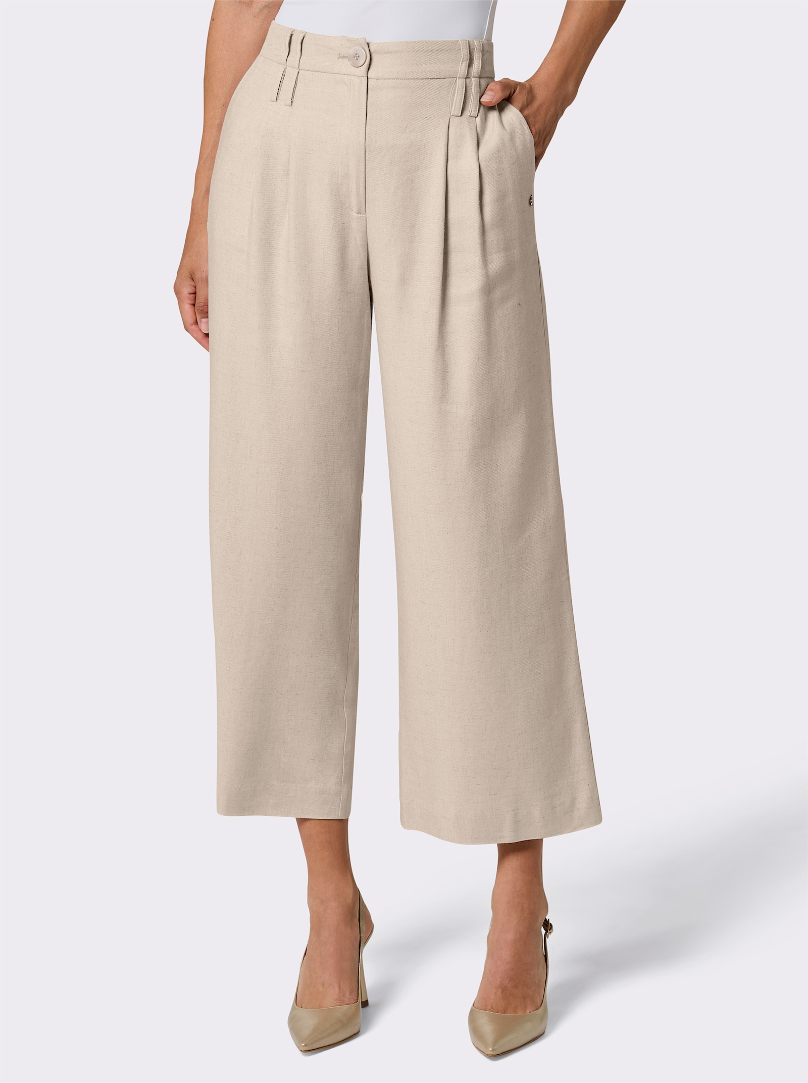 CREATION L PREMIUM Culotte mit Bundfalten - sand-meliert