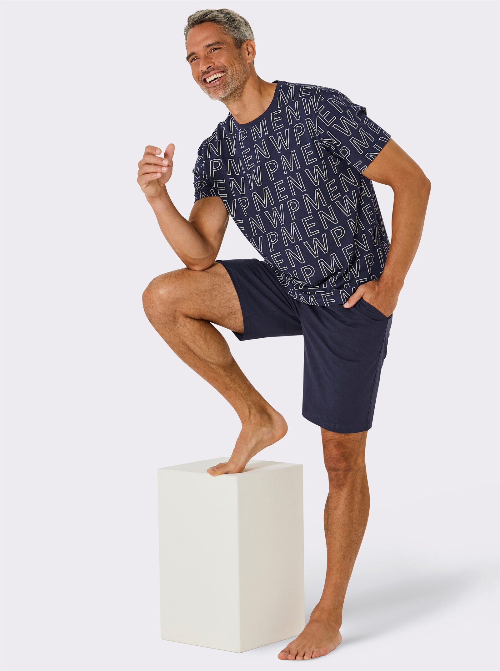 wäschepur men Shorty - marine-steingrau