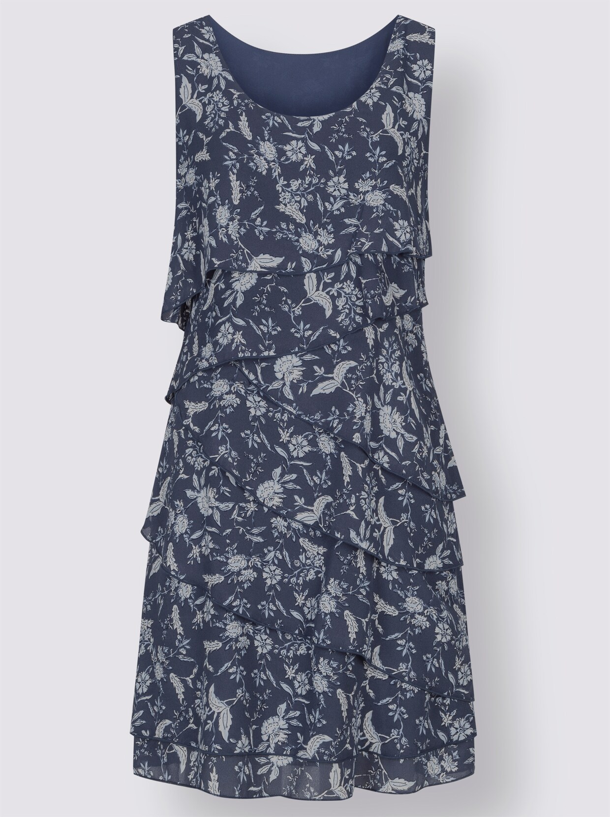 Druckkleid - rauchblau-bedruckt