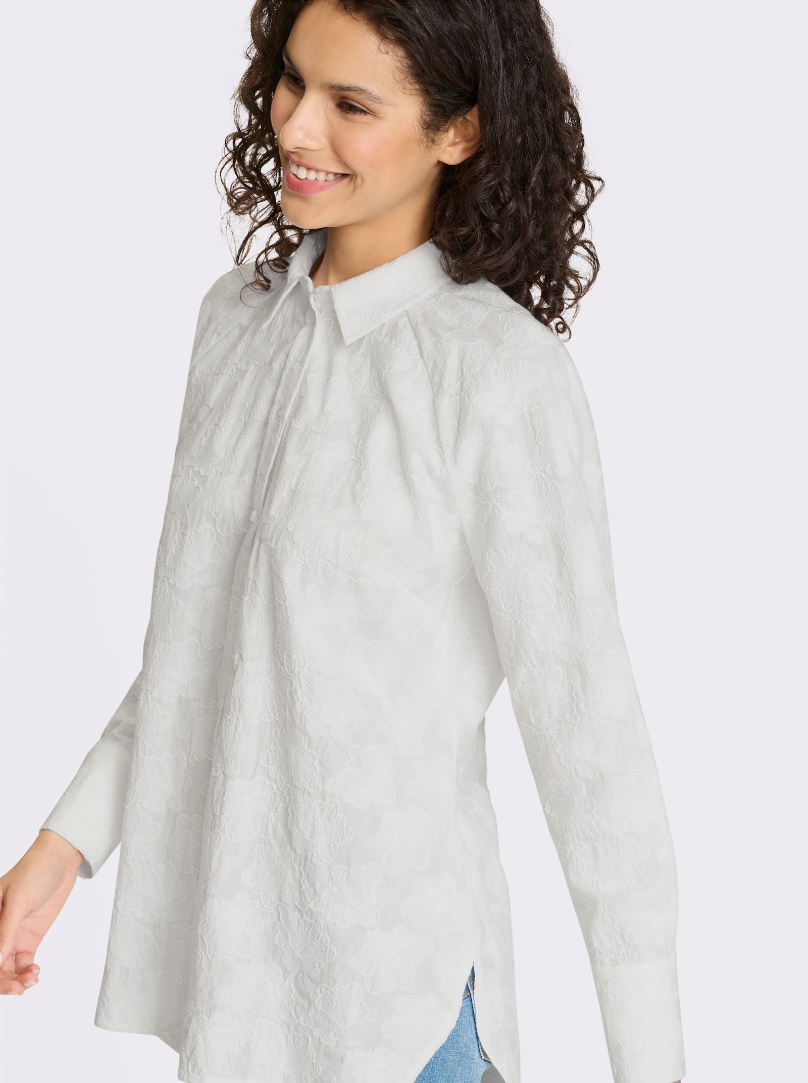 heine Baumwollbluse mit Strukturmuster - ecru