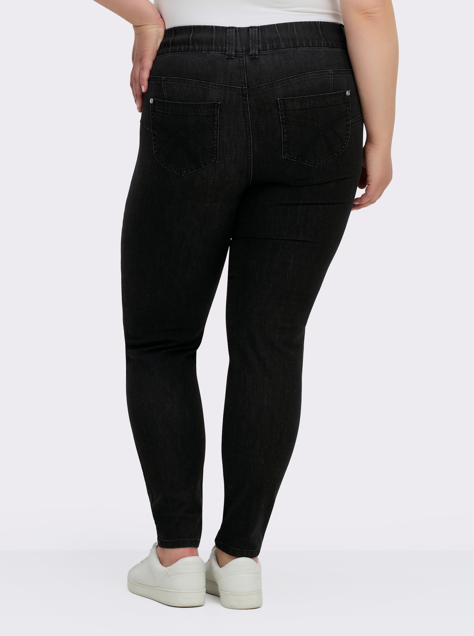 sheego Schlupfjeans mit schmalem Bein - black denim