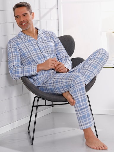 Pyjamas - blekblå-ecru, rutig