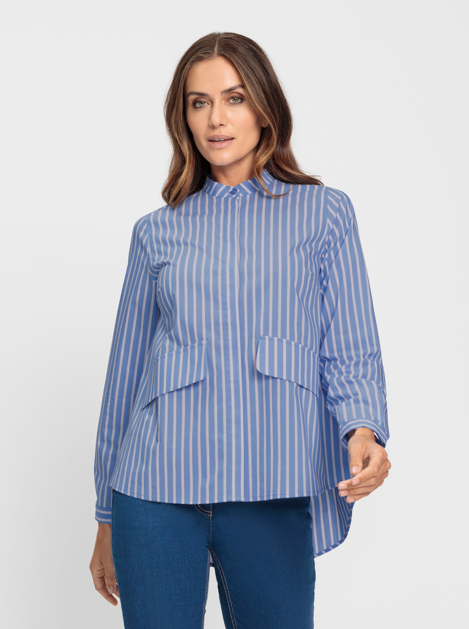 heine Blúzka s dlhými rukávmi zo streču - Belaso-biela pásikovaná