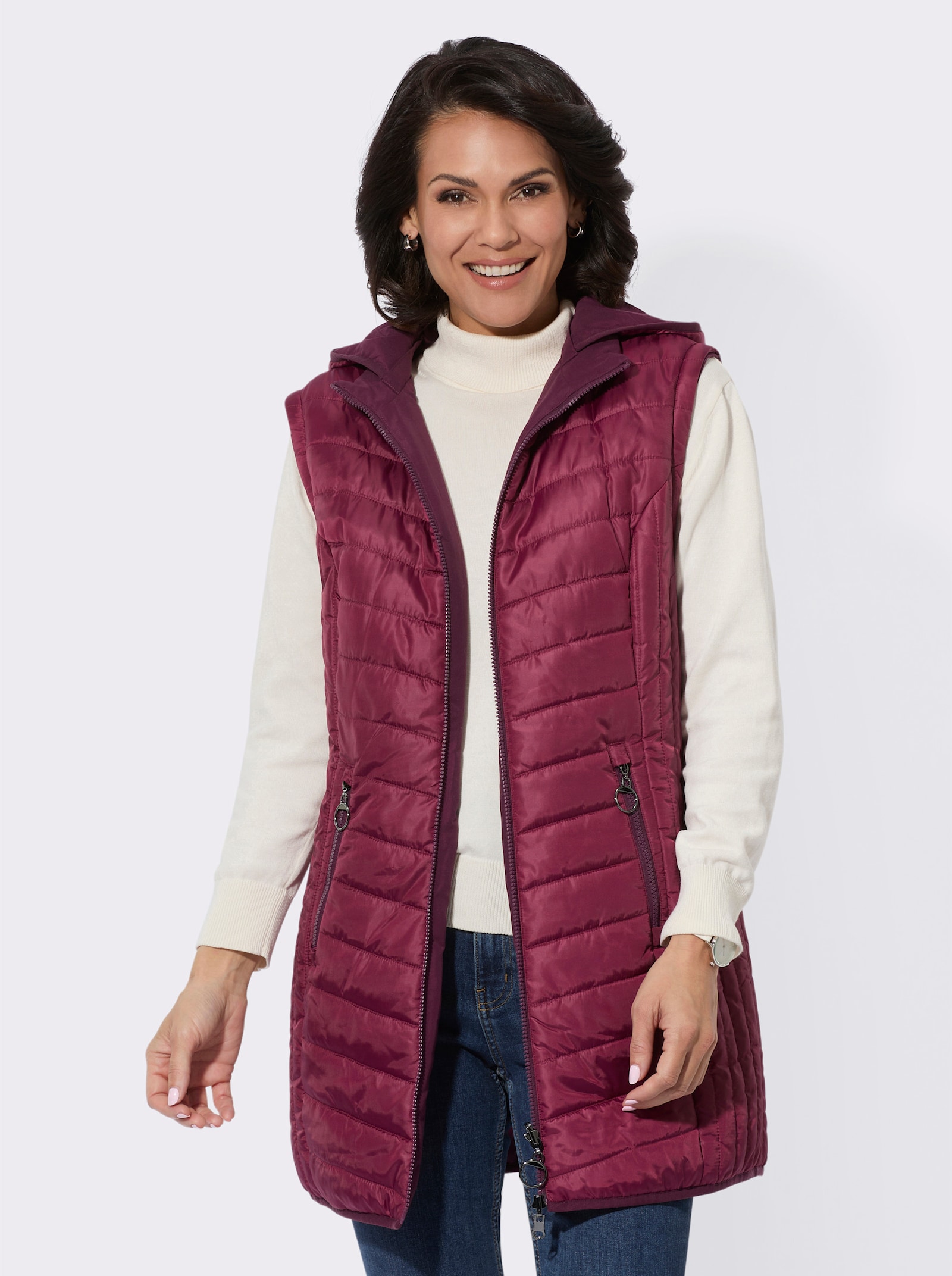 Longjacke mit Wendefunktion - bordeaux