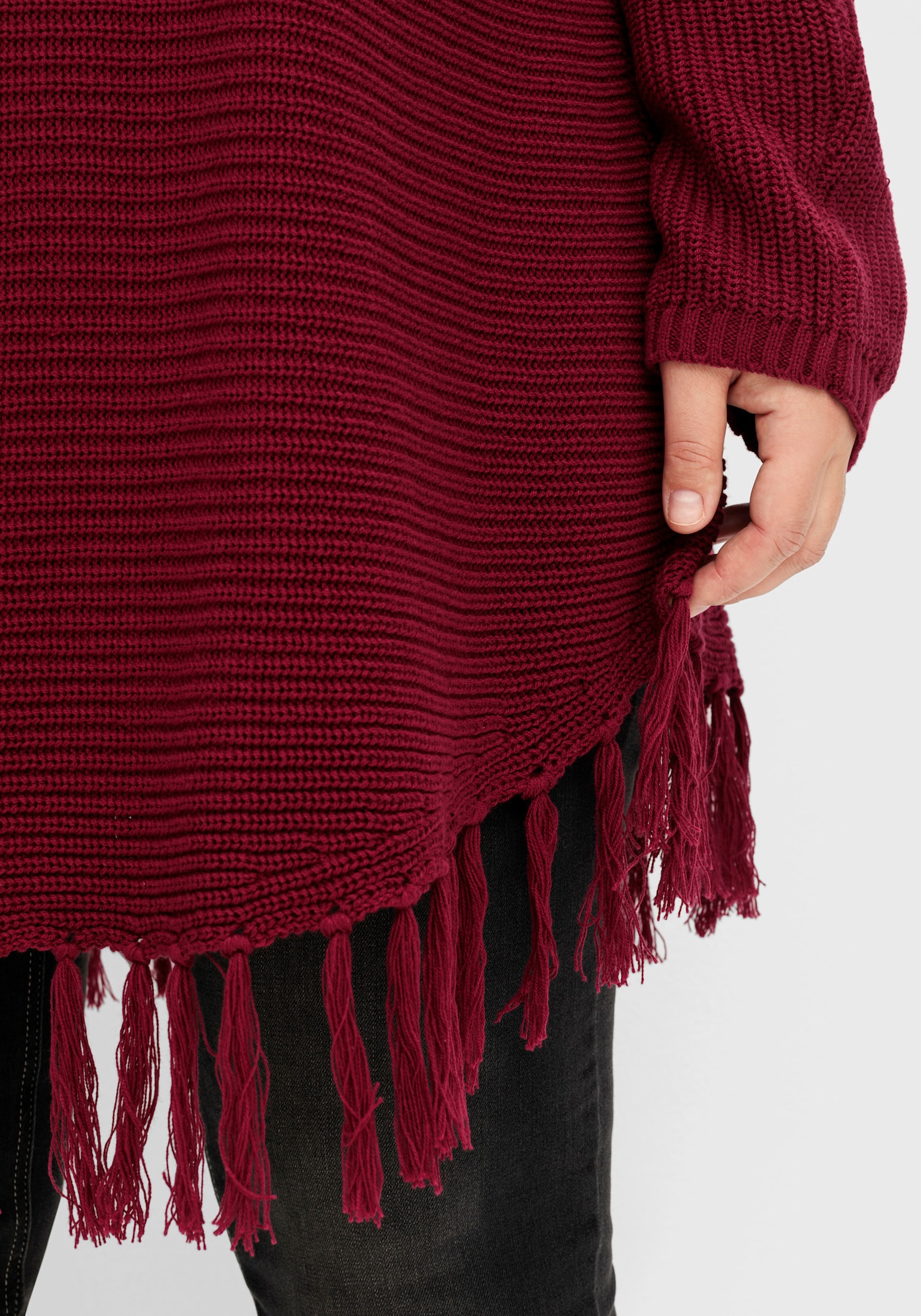 sheego Strickpullover in Ponchoform - beere