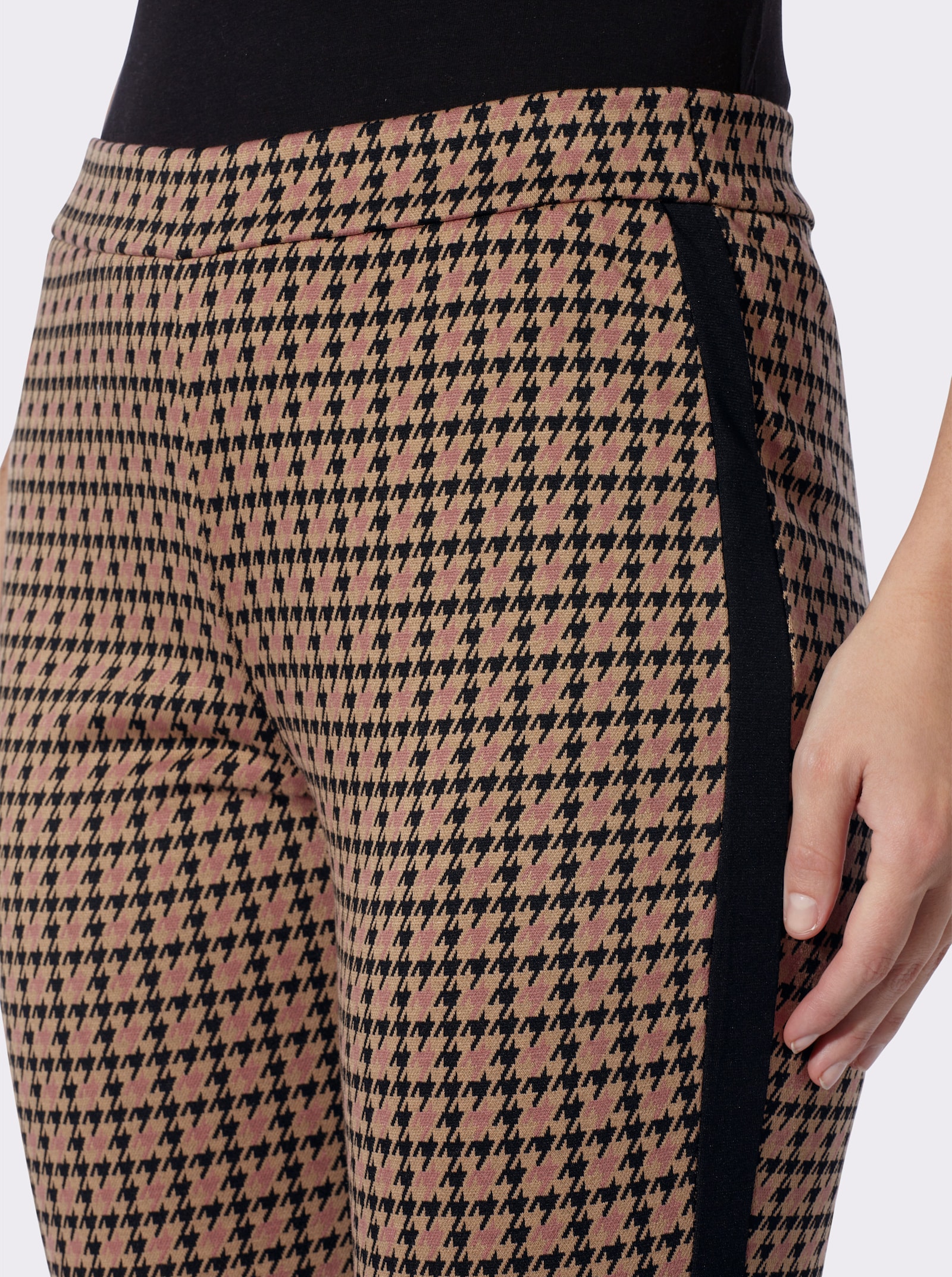 heine Schlupfhose mit Kontraststreifen - camel-schwarz-bedruckt