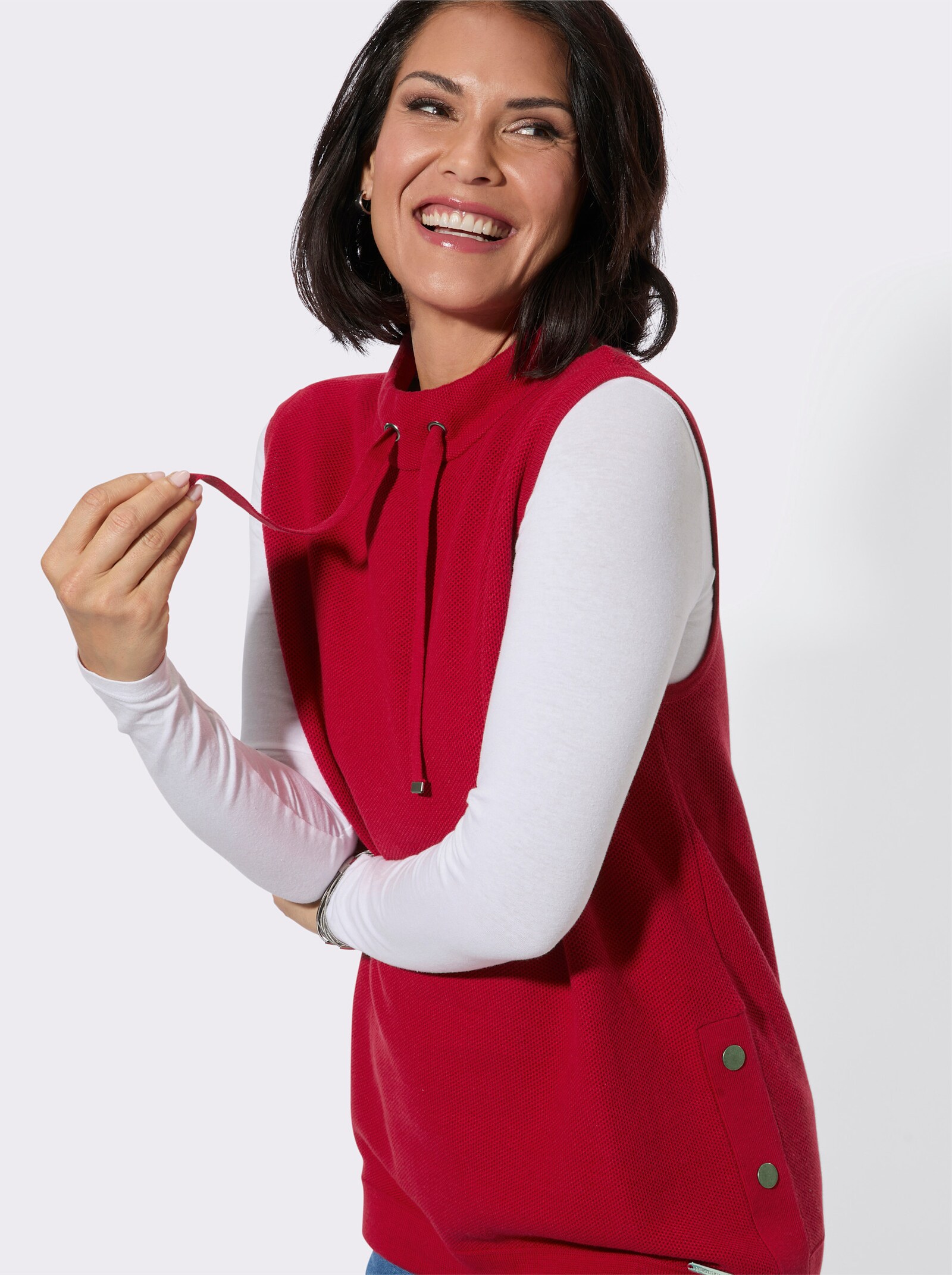 Pullunder mit Ripp-Stehkragen - rot