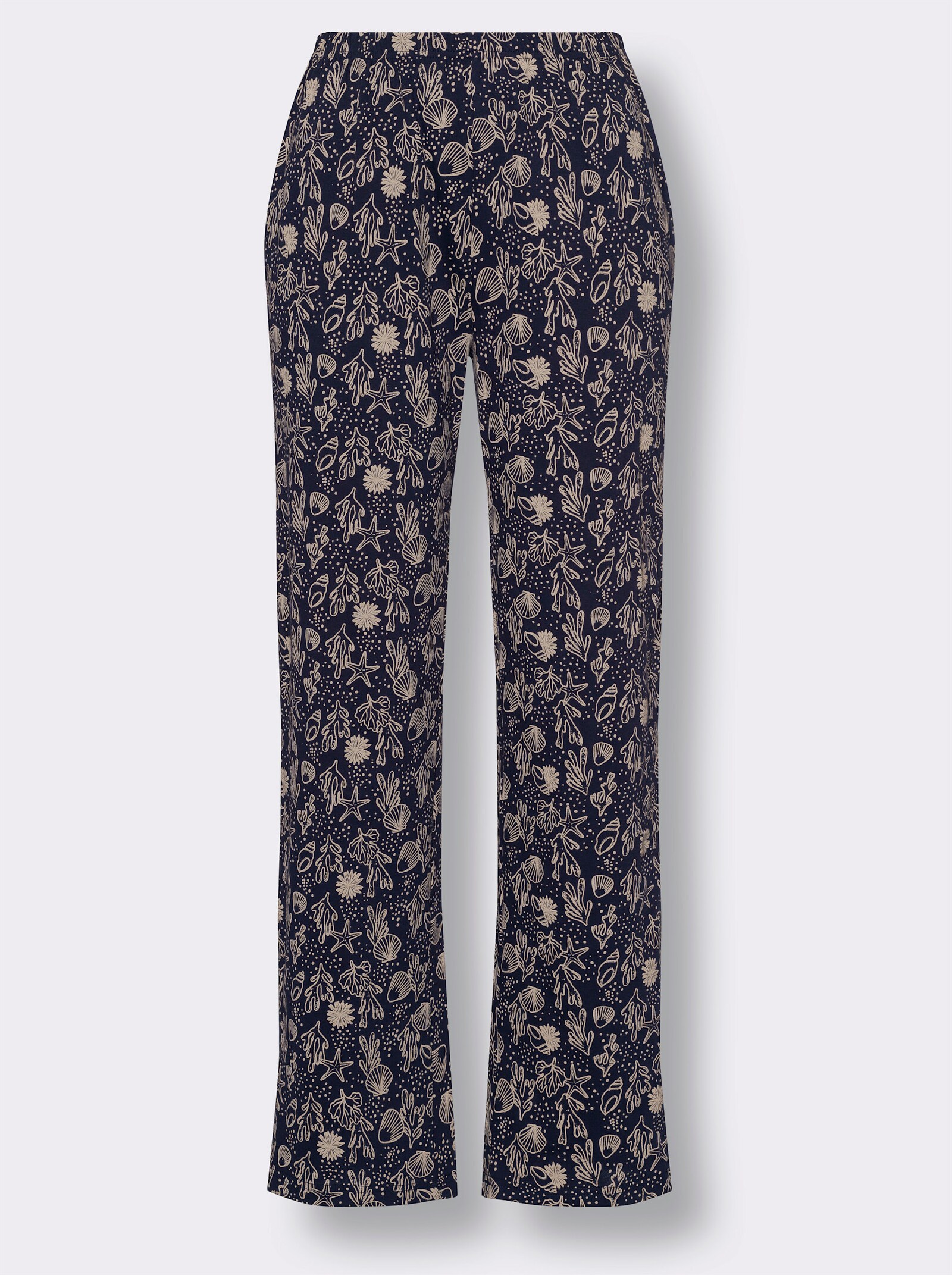 Pyjama met schelpenpatroon - marine/beige geprint