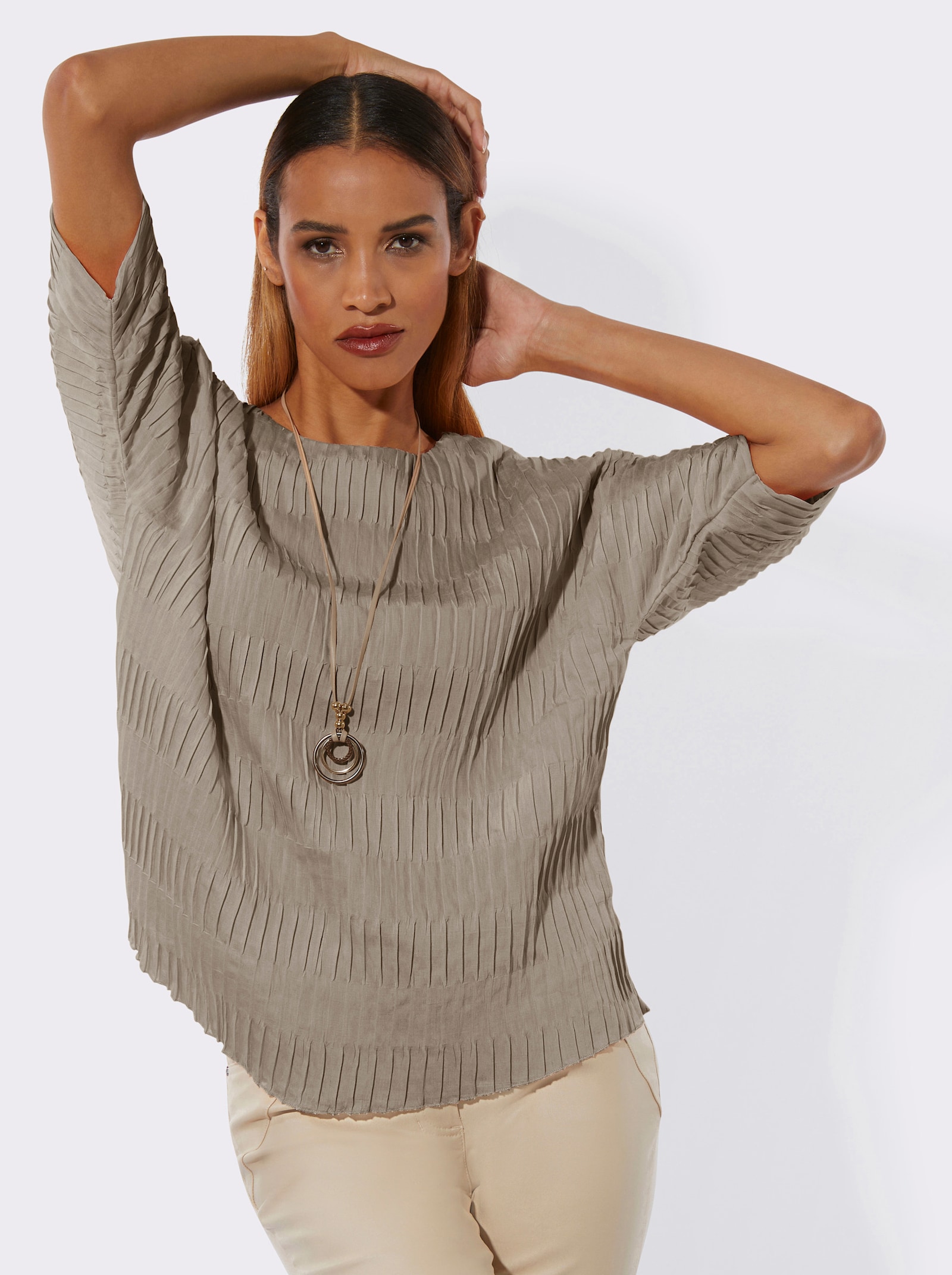 Schlupfbluse mit Fledermaus-Ärmeln - sesam