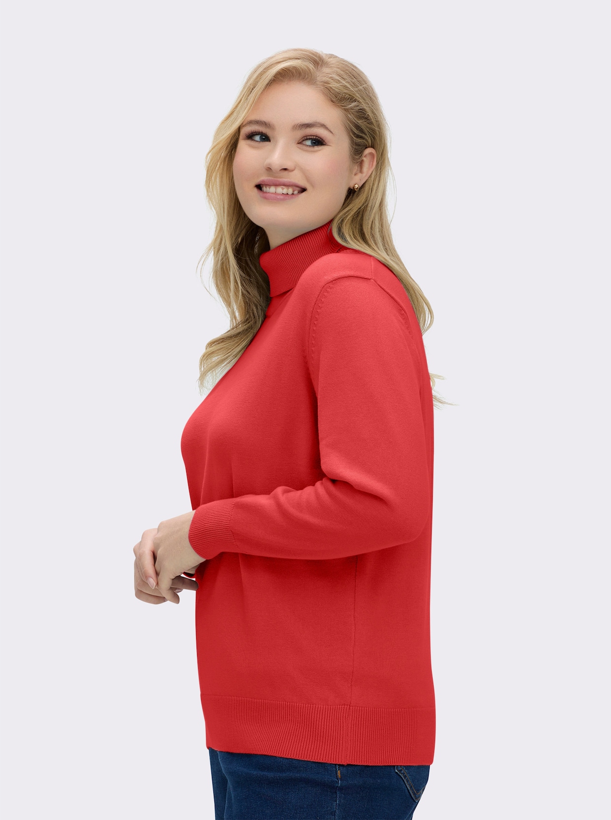 Rollkragenpullover aus reiner Baumwolle - rot