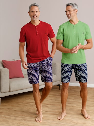 wäschepur men Shorty's - marine/appelgroen bedrukt + marine/kers bedrukt