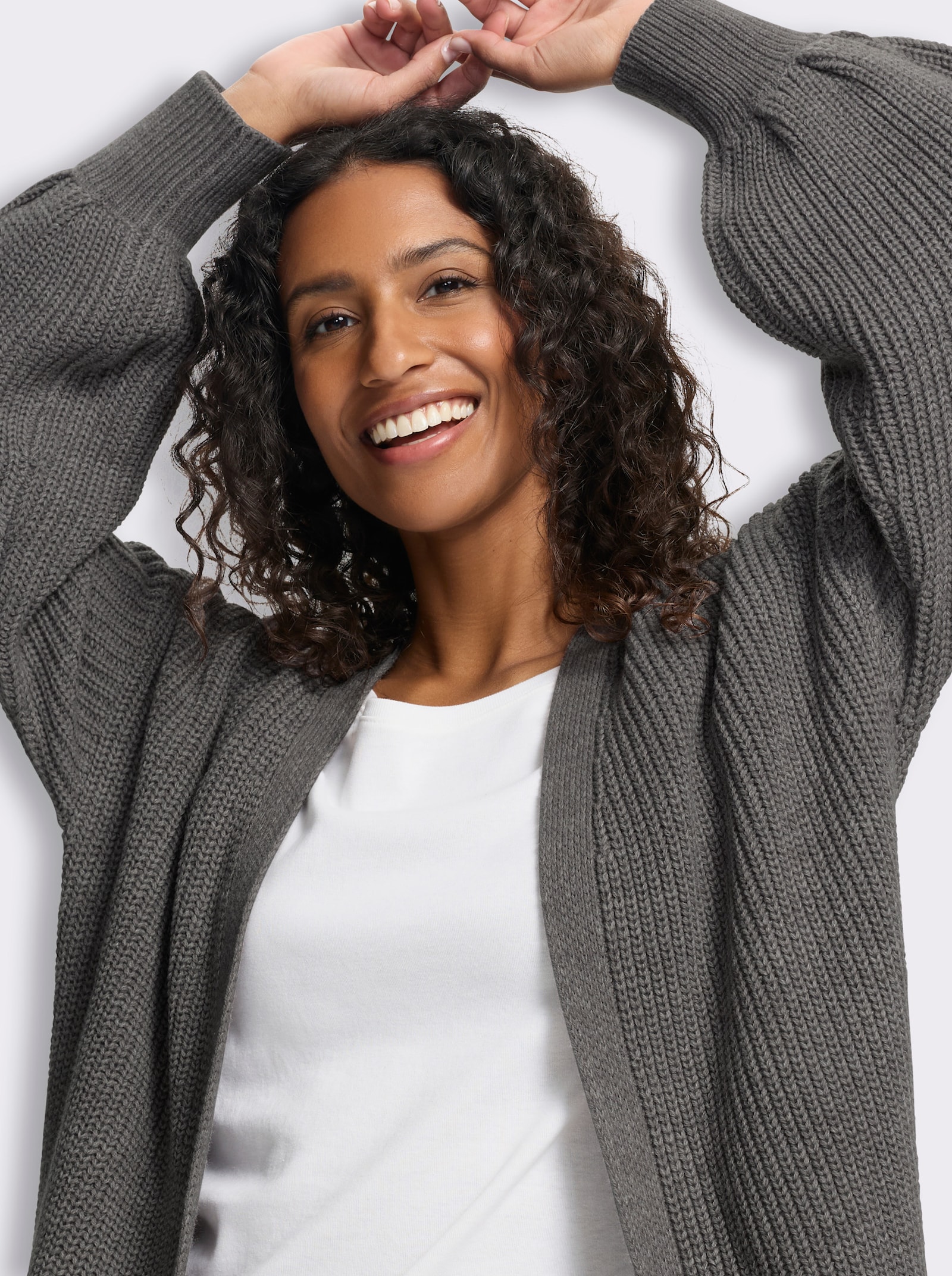 heine Strickjacke in Longform - anthrazit-meliert