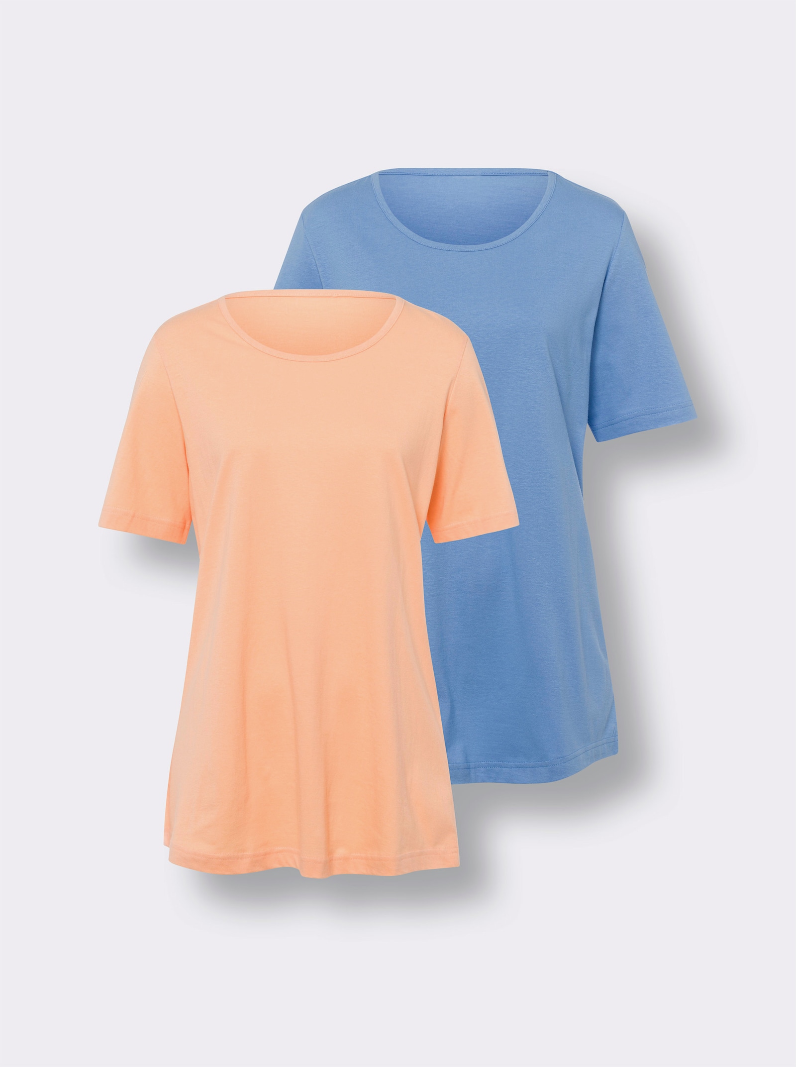 Longshirt im Doppelpack - himmelblau + apricot