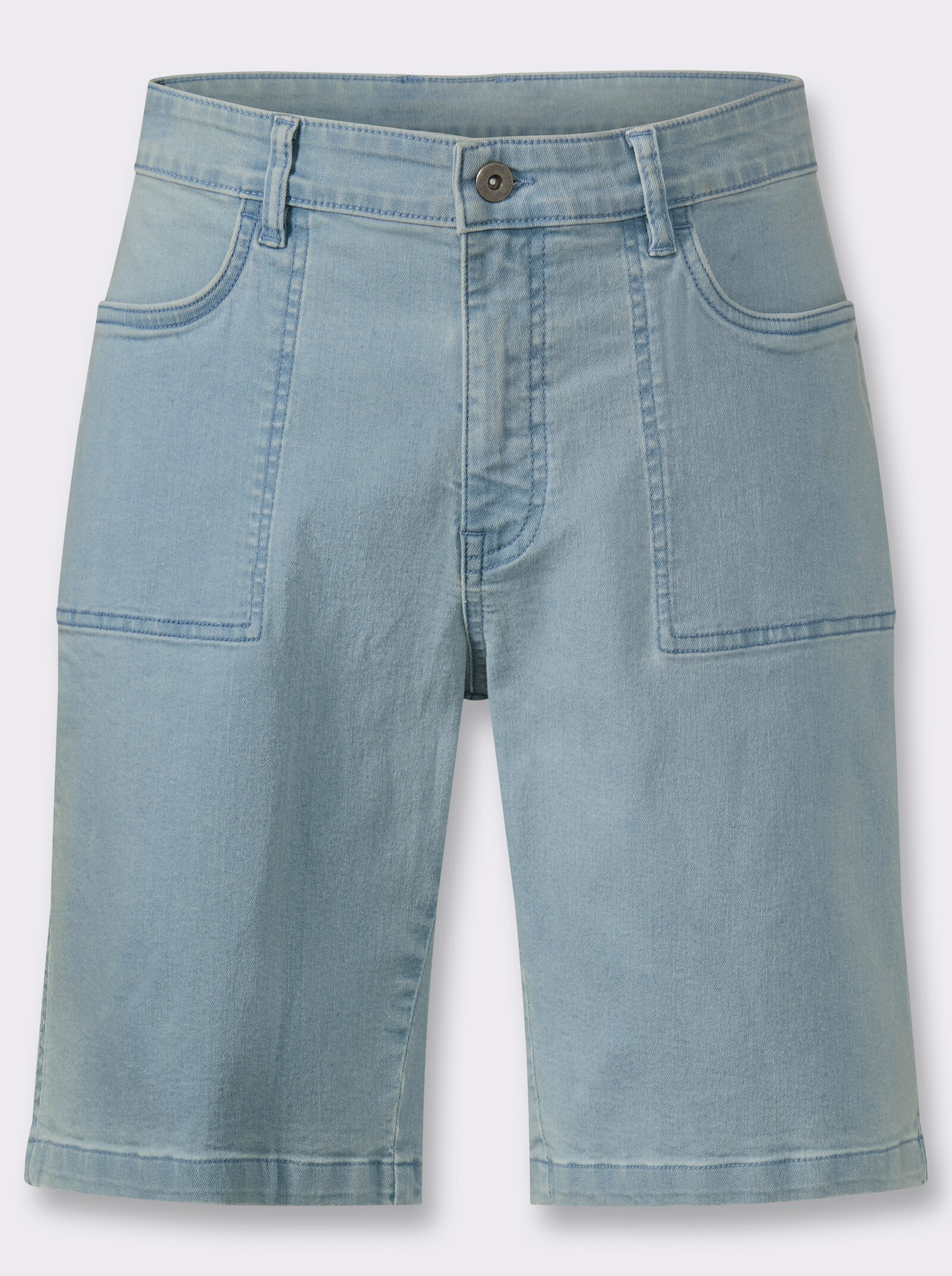 Jeansbermudas mit Kontrastnähten - blue-bleached