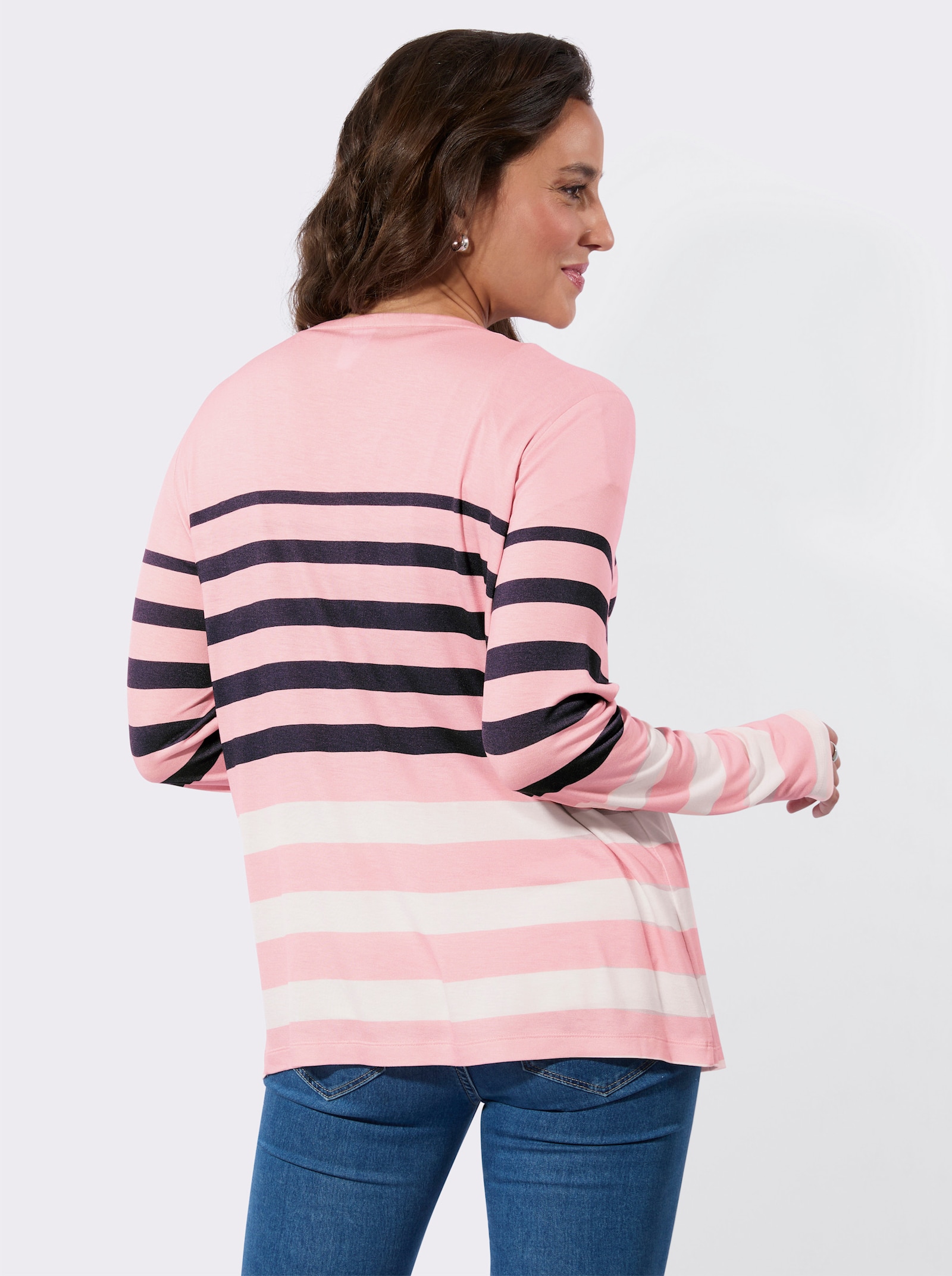 Twin-Set im Ringel-Dessin - rosé-marine-geringelt