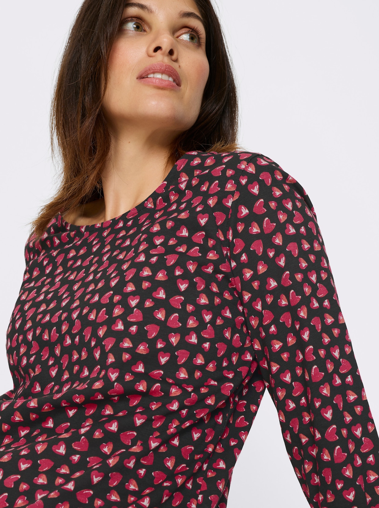3/4-Arm-Shirt - schwarz-pink-bedruckt