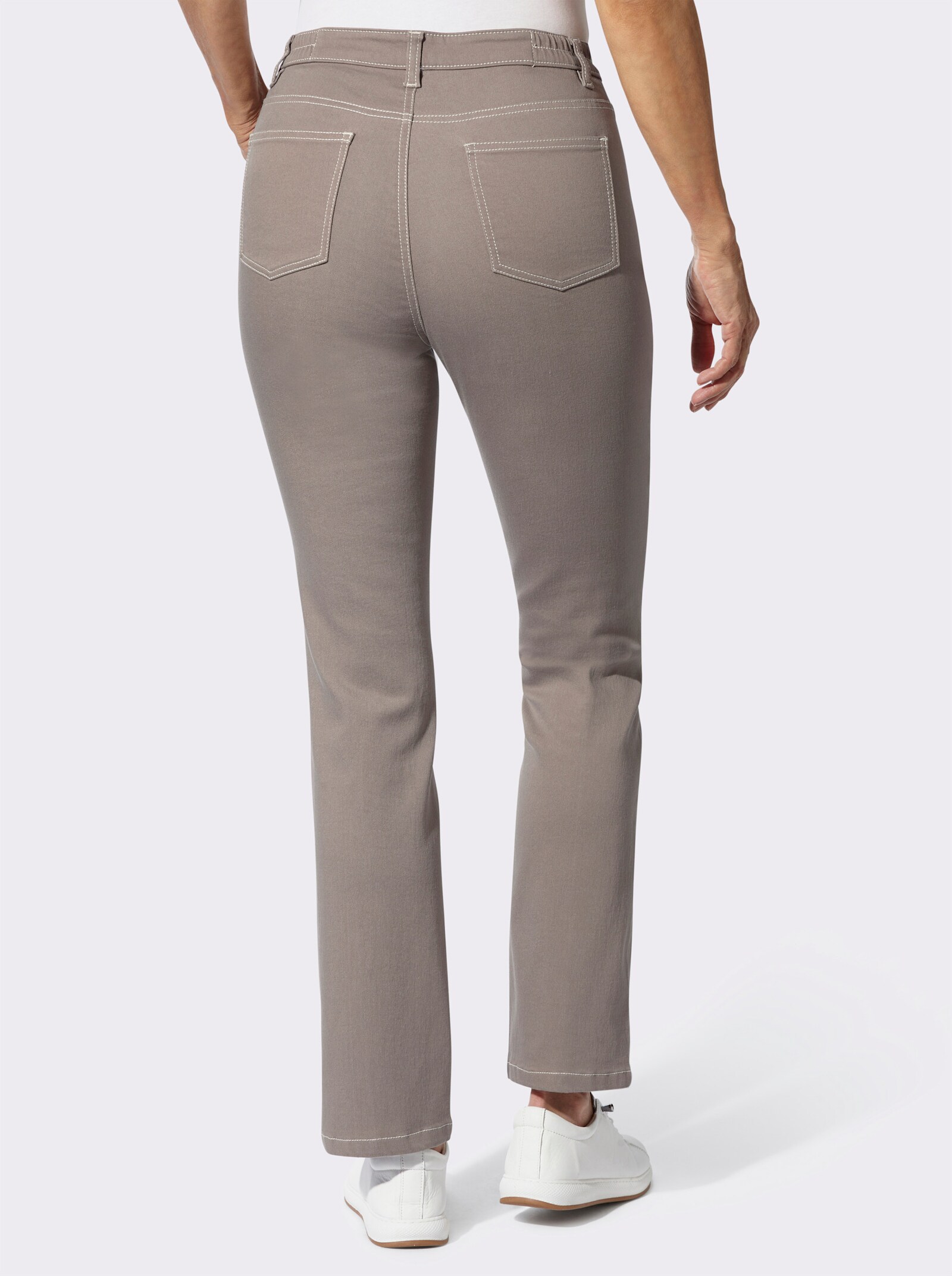 Jeans mit streckender Biese - taupe