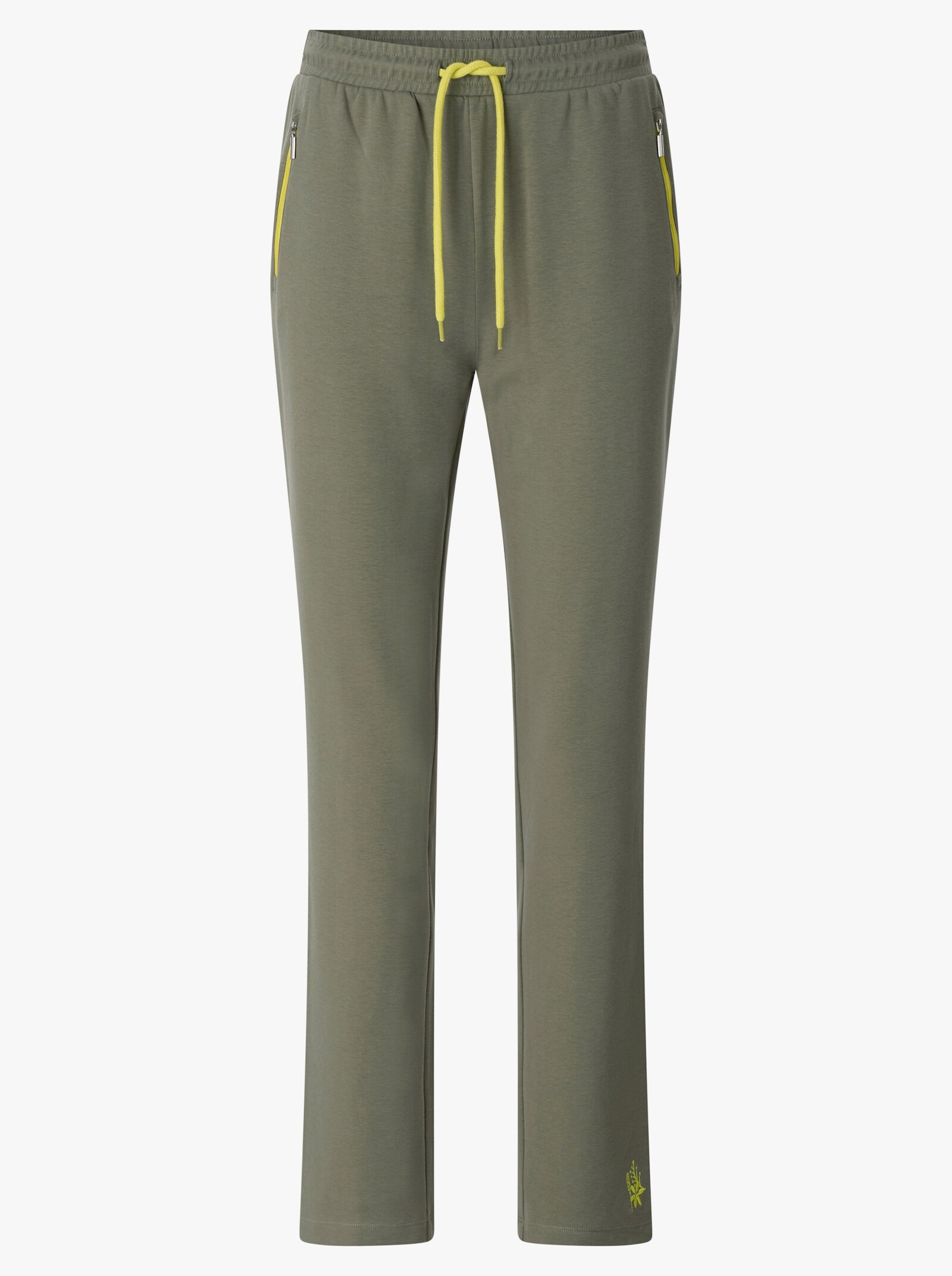 Freizeithose mit Stickerei - khaki