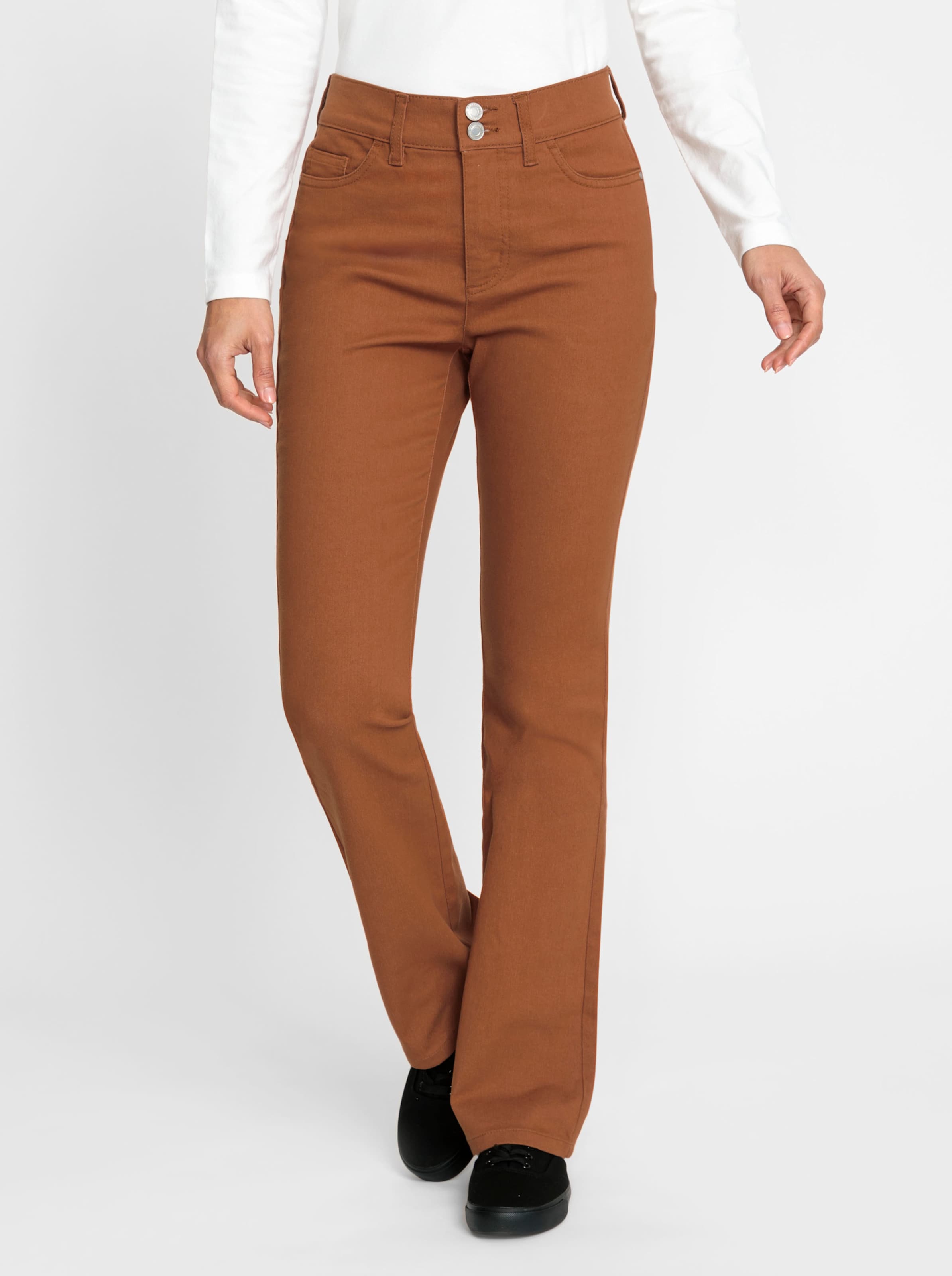 Sheego Damen Cognac Bootcut-Jeans - Bild 2