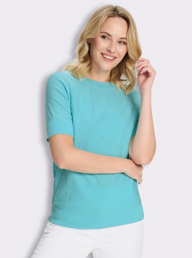 Kurzarmpullover mit Raglan-Ärmeln - aquamarin