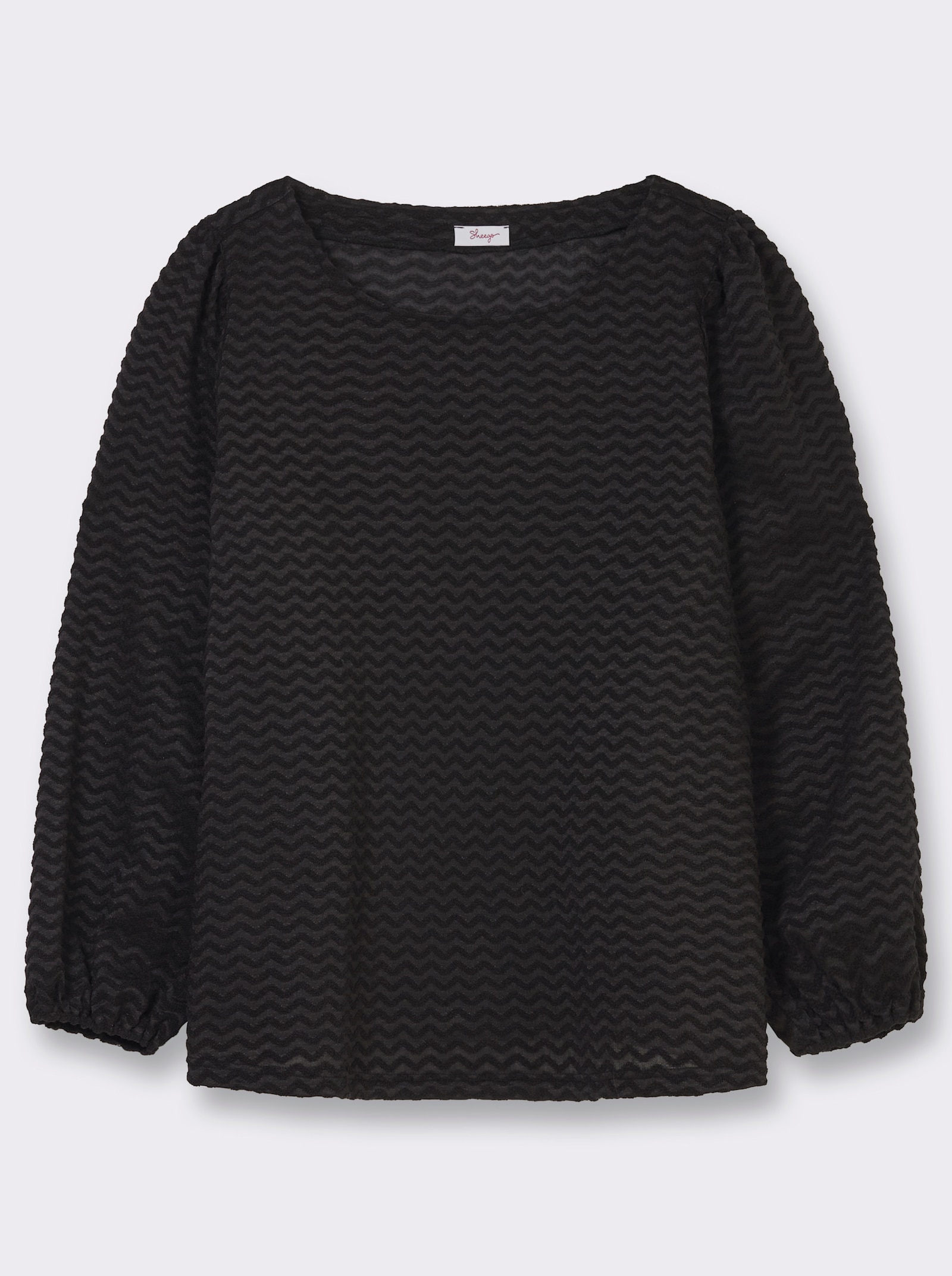 sheego Sweatshirt mit Strukturmuster - schwarz