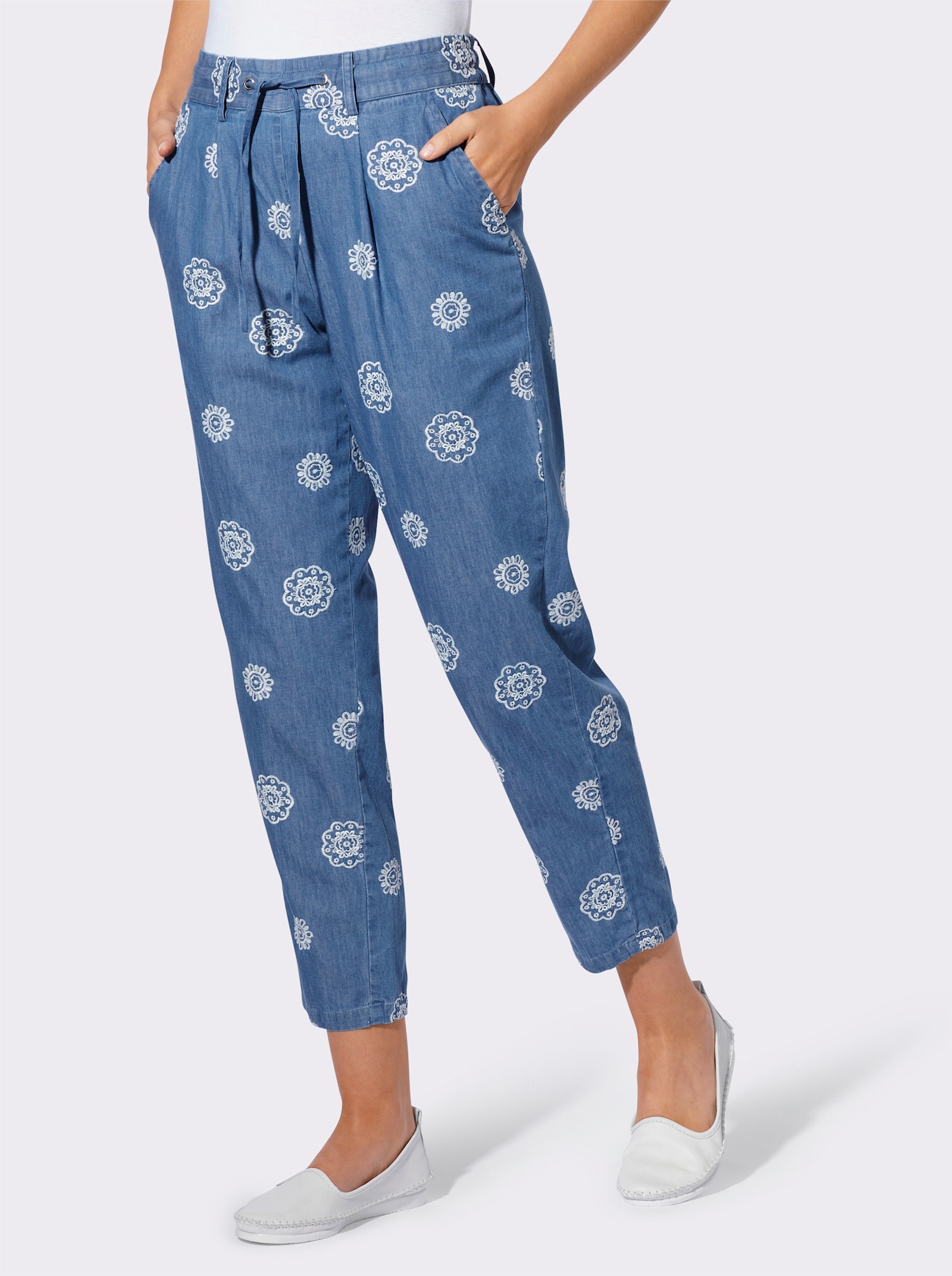 heine Schlupfjeans mit rückwärtigem Dehnbund - blue-bleached