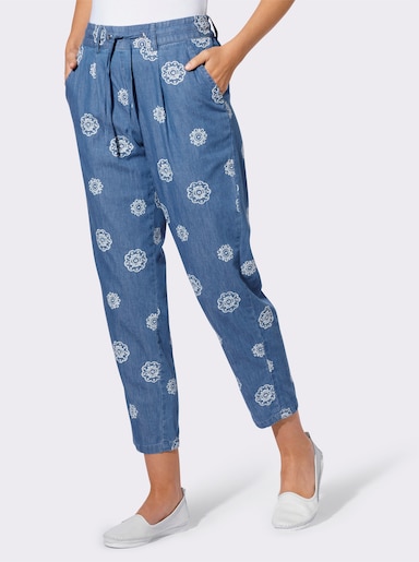 heine Jean avec ceinture élastique au dos - bleu blanchi