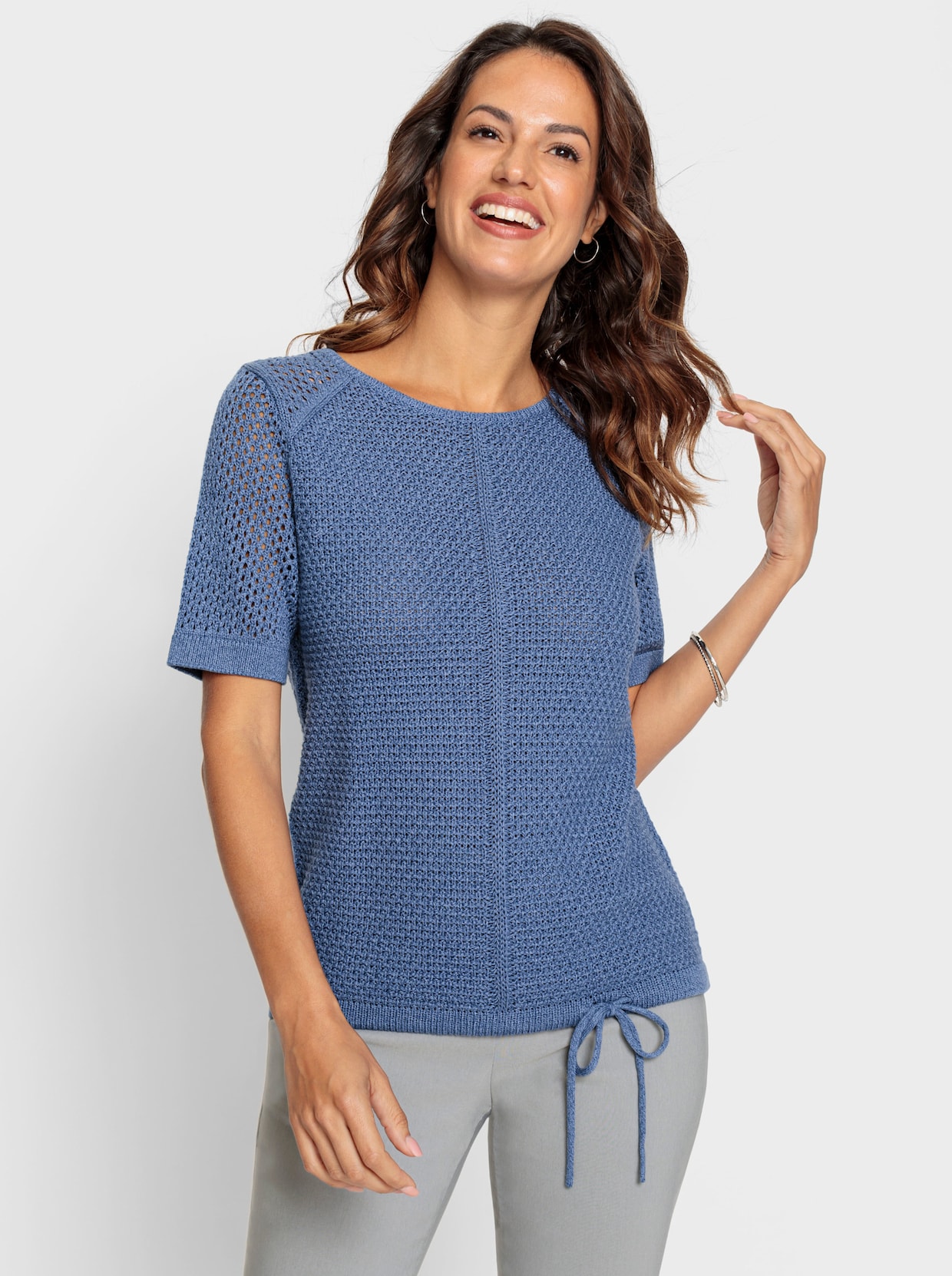 Pullover met korte mouwen - jeansblauw gemêleerd