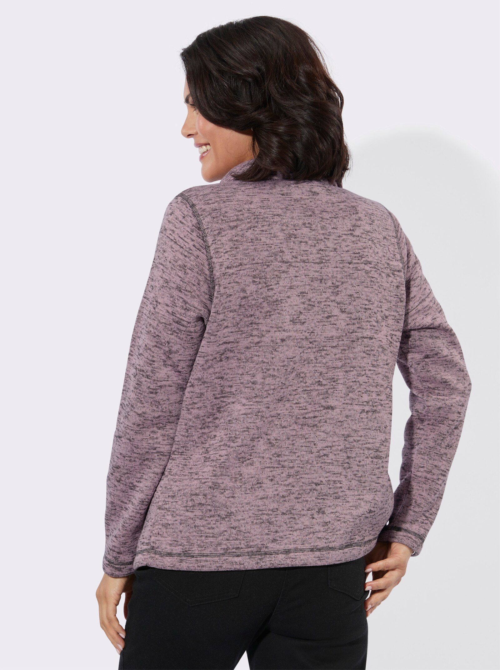 Strickfleece-Jacke mit Teilungsnähten - rosé-meliert