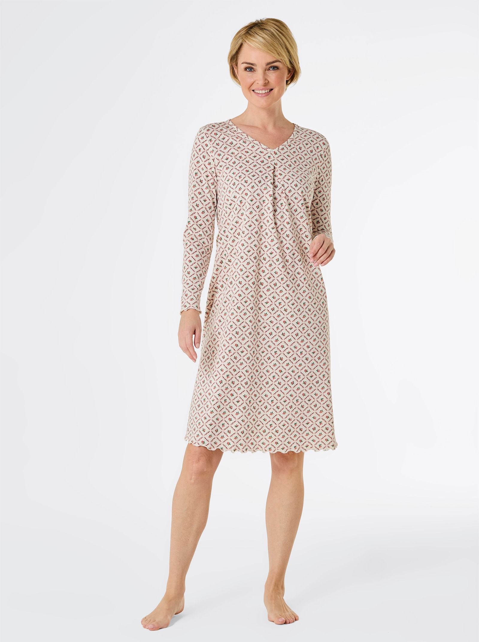 wäschepur Nachthemd - champagne/flamingo bedrukt