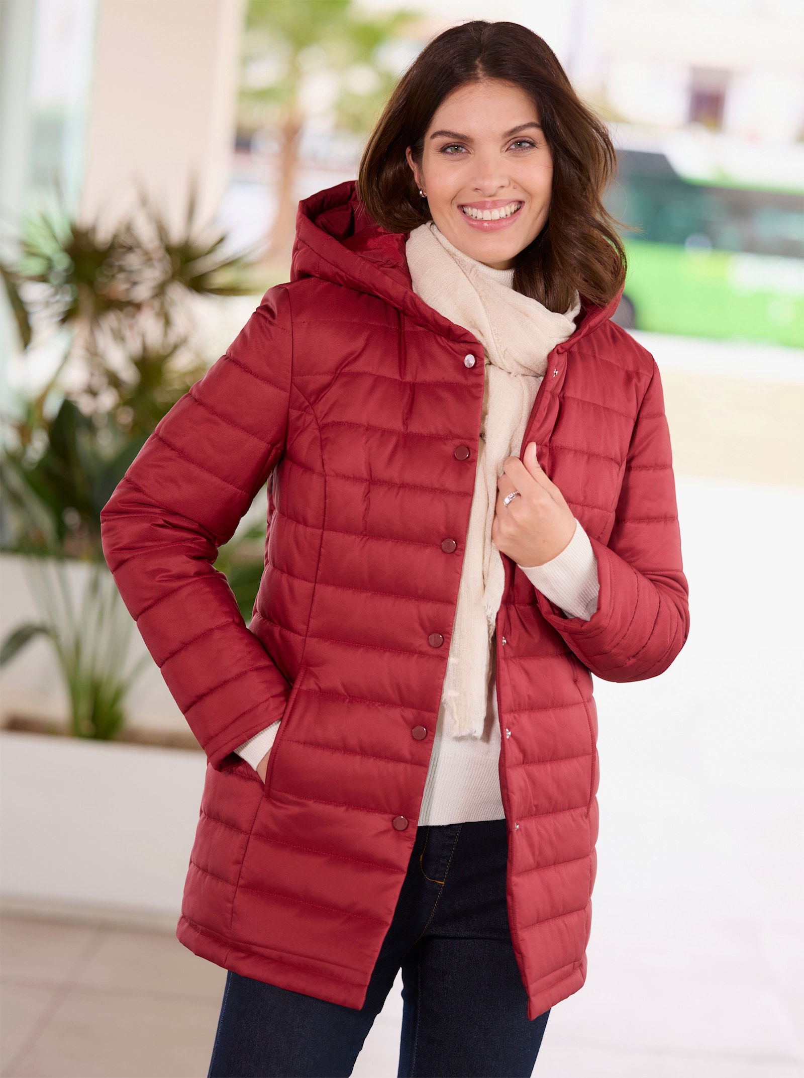 Steppjacke mit wärmender Wattierung - dunkelrot