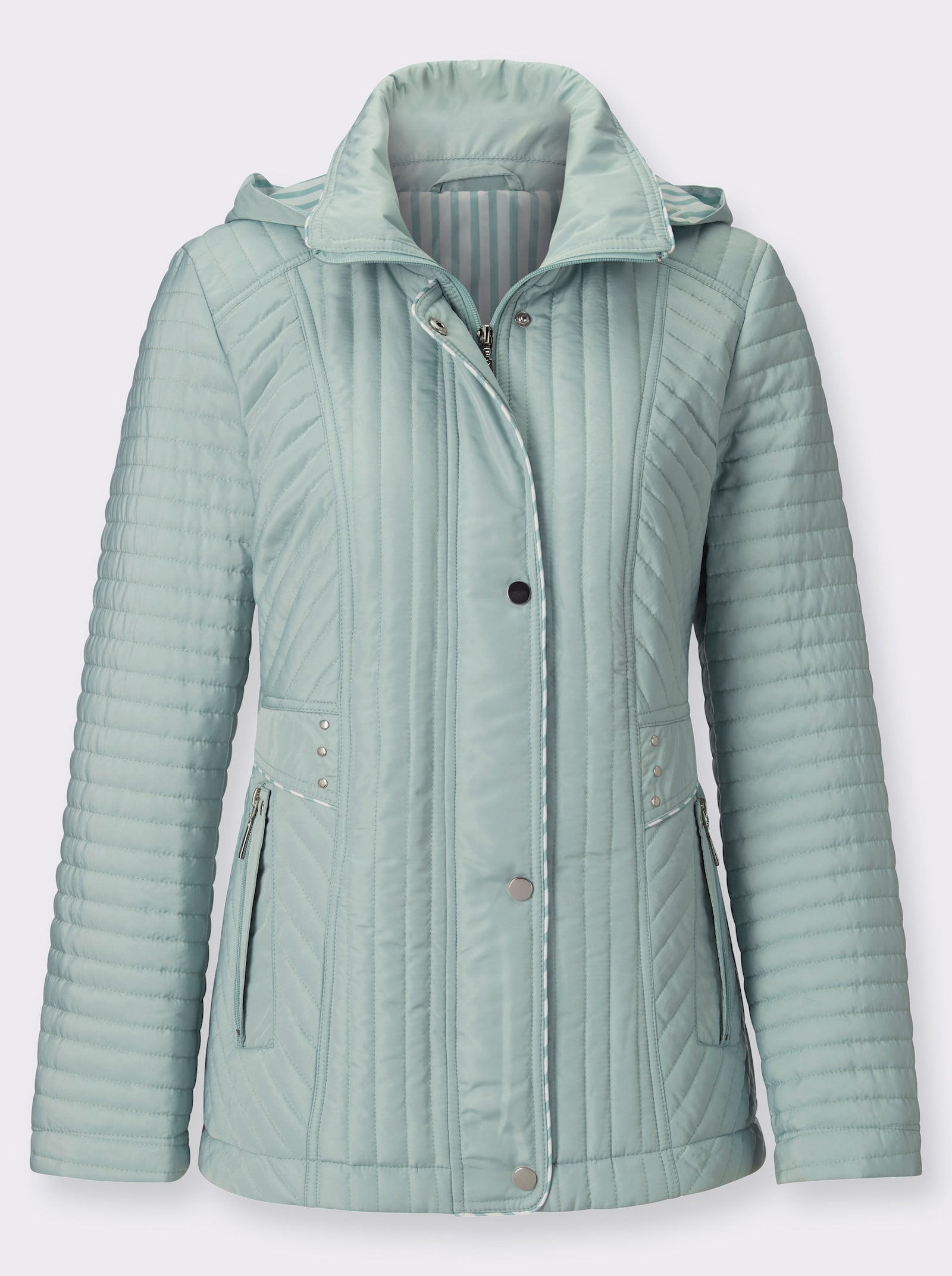 Steppjacke mit abzippbarer Kapuze - kalkmint
