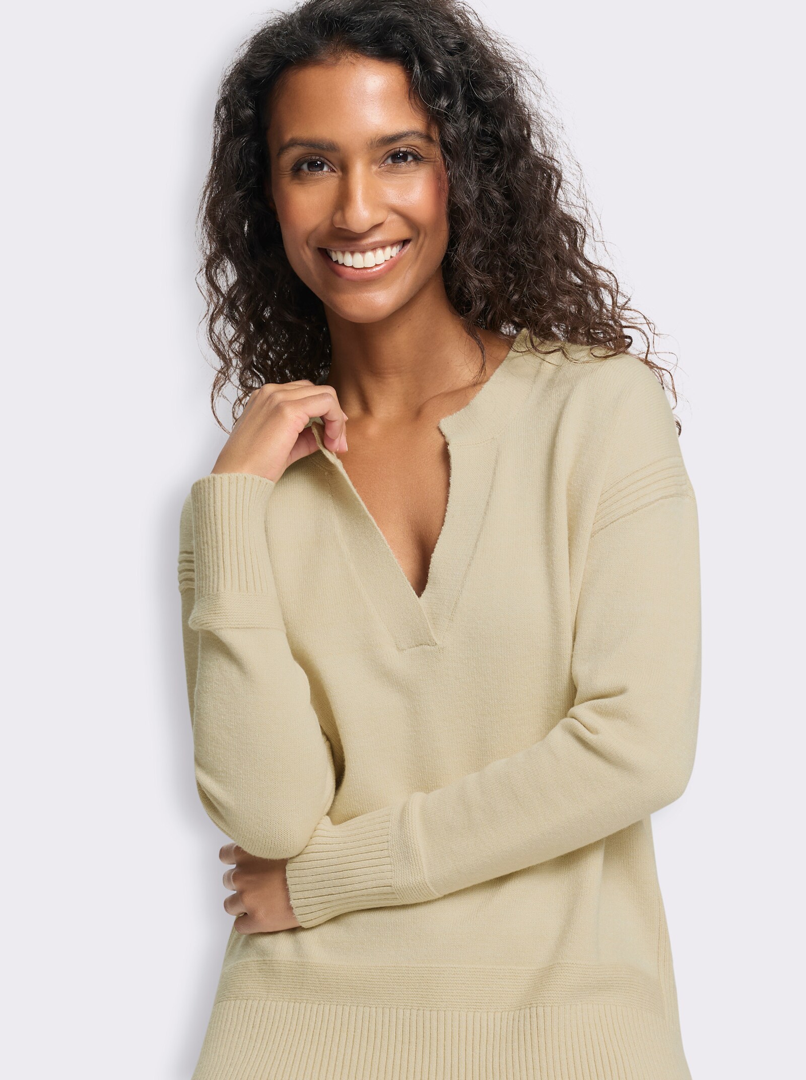 heine Pullover mit Seitenschlitzen - sand