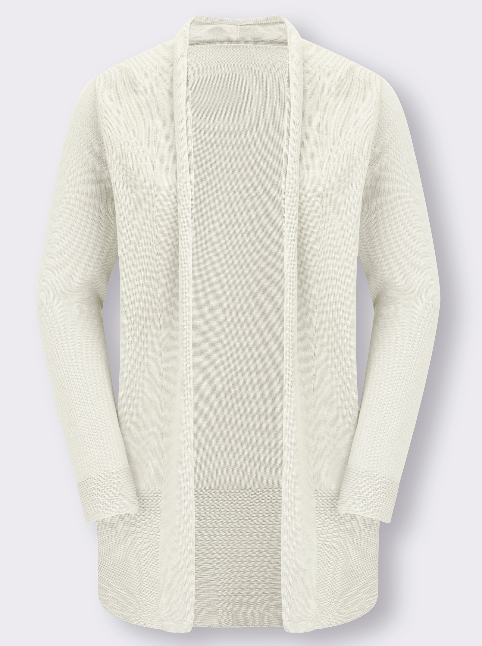 Longstrickjacke mit Schalkragen - wollweiß