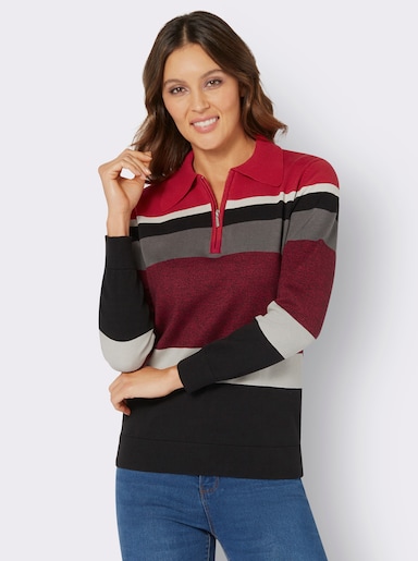 Polopullover - rood/zwart gestreept