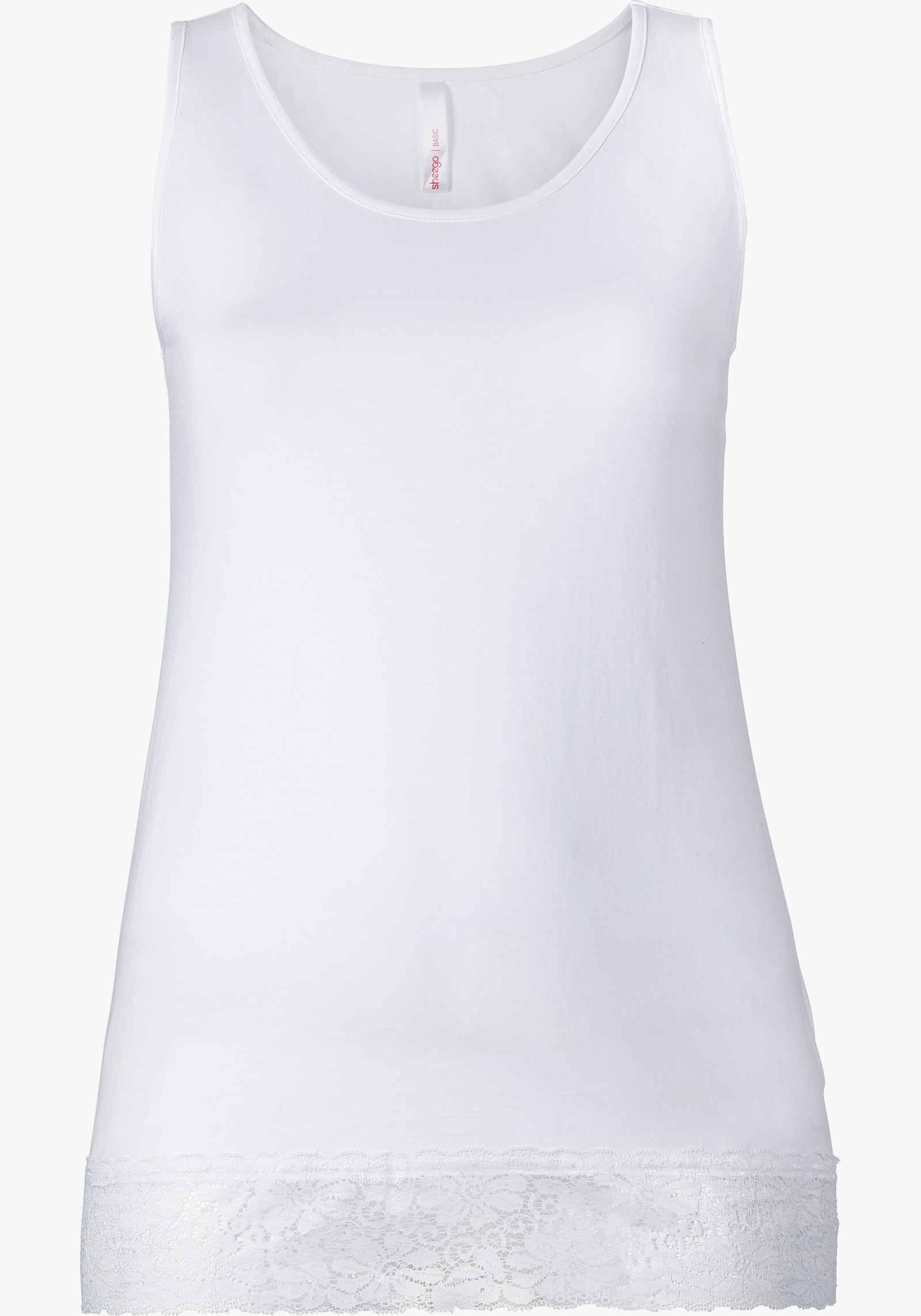 sheego Tanktop mit Spitzensaum - weiss