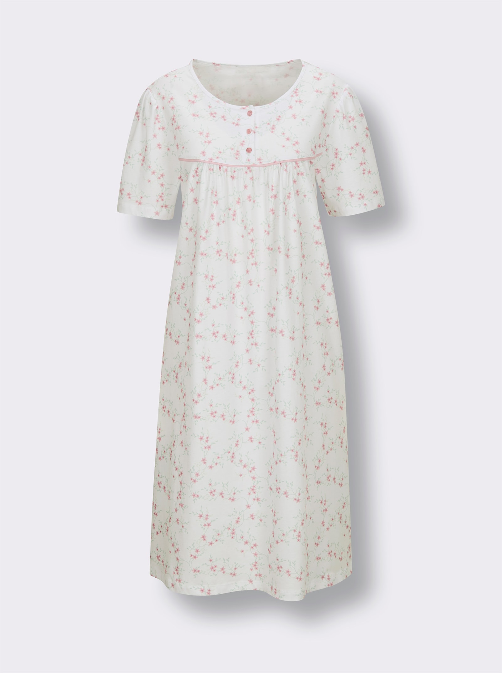 wäschepur Nachthemd - weiß-rosé-bedruckt